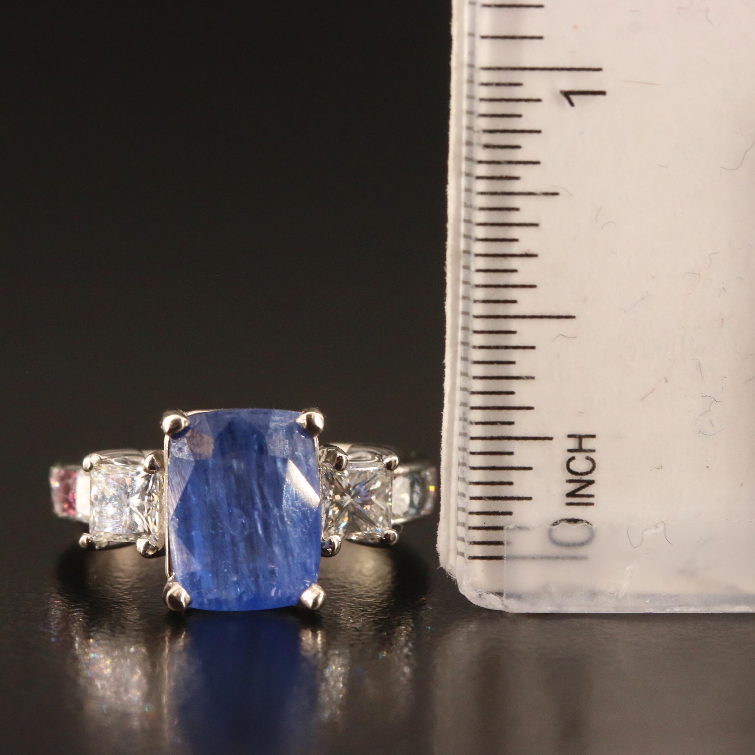 14K 4.66 CT Afghan Sapphire, 1.20 CTW Diamond and Gemstone Ring with GIA Report