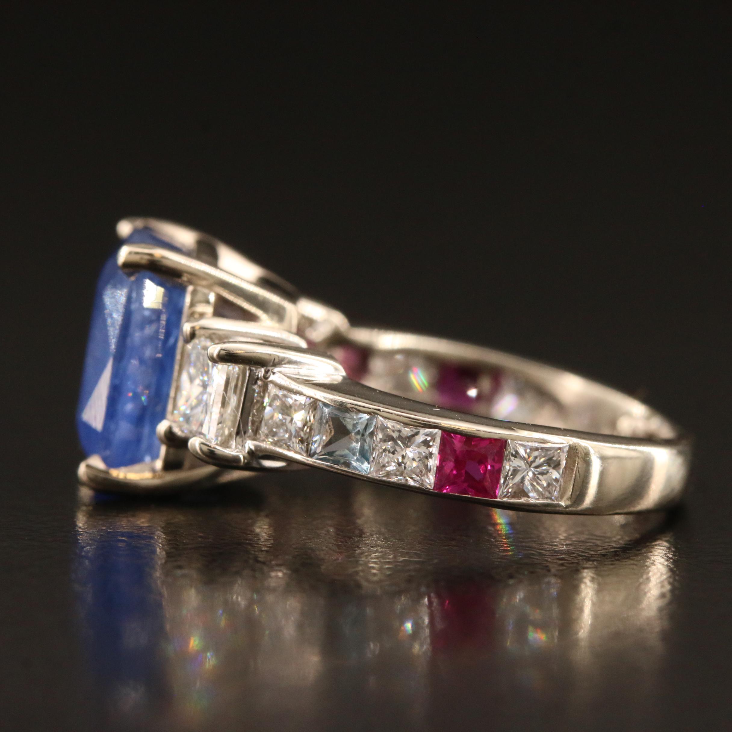 14K 4.66 CT Afghan Sapphire, 1.20 CTW Diamond and Gemstone Ring with GIA Report