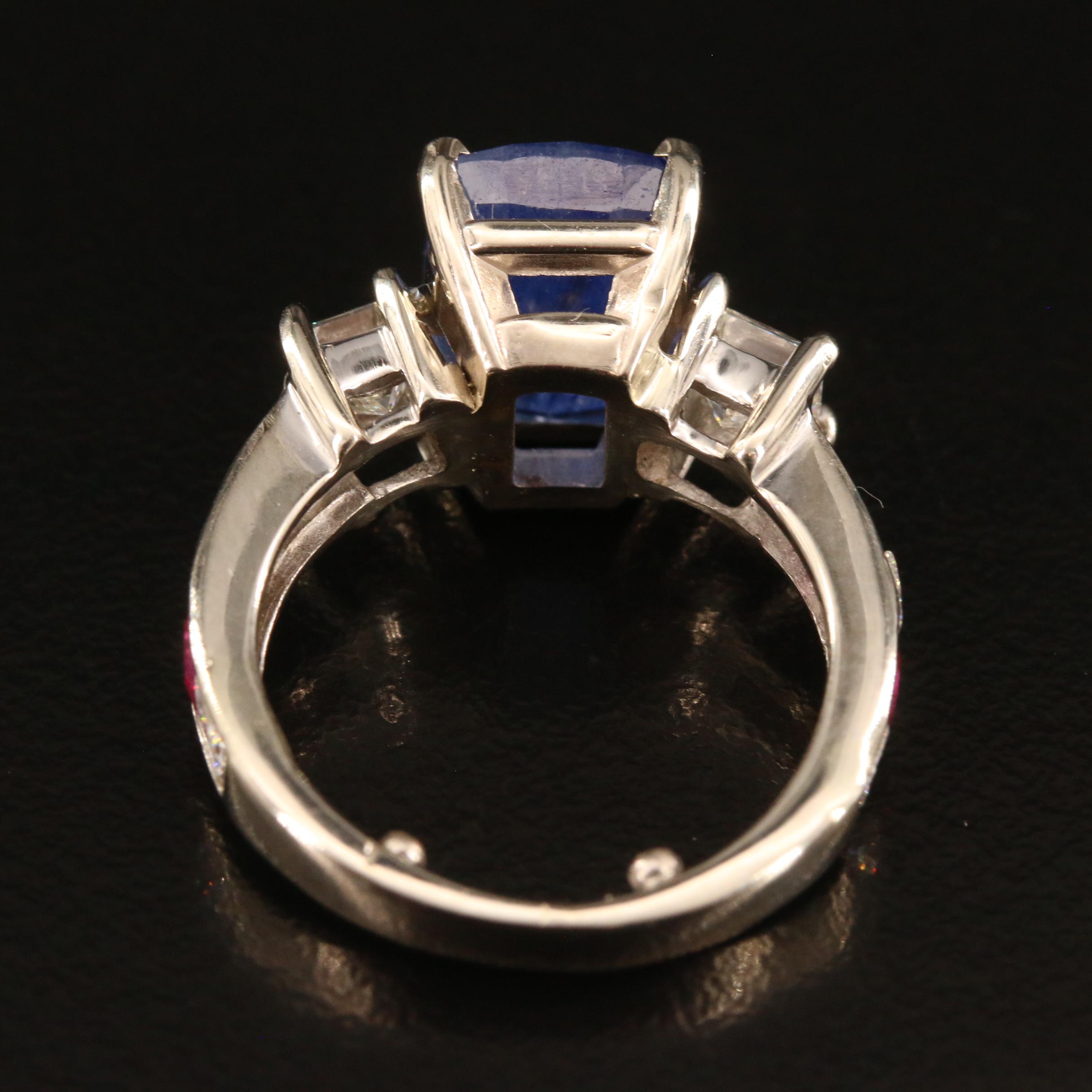 14K 4.66 CT Afghan Sapphire, 1.20 CTW Diamond and Gemstone Ring with GIA Report