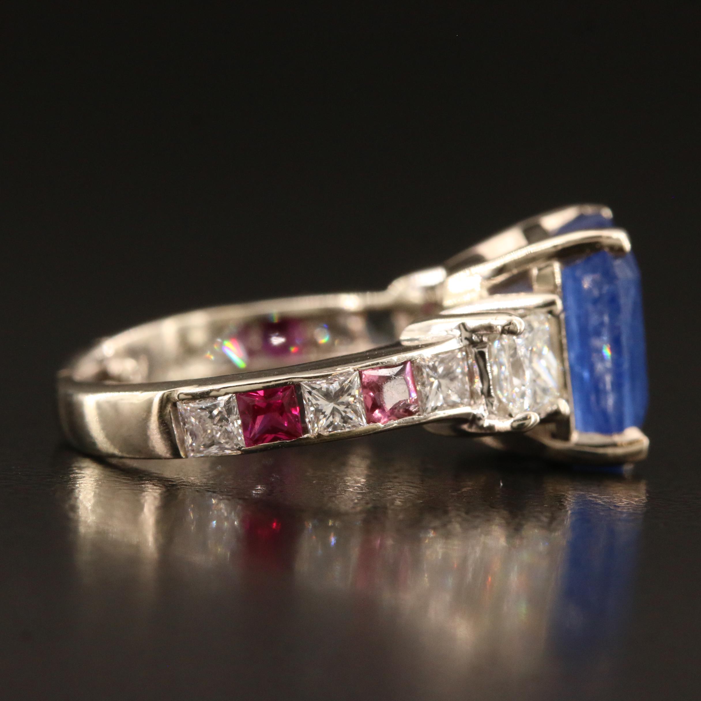 14K 4.66 CT Afghan Sapphire, 1.20 CTW Diamond and Gemstone Ring with GIA Report