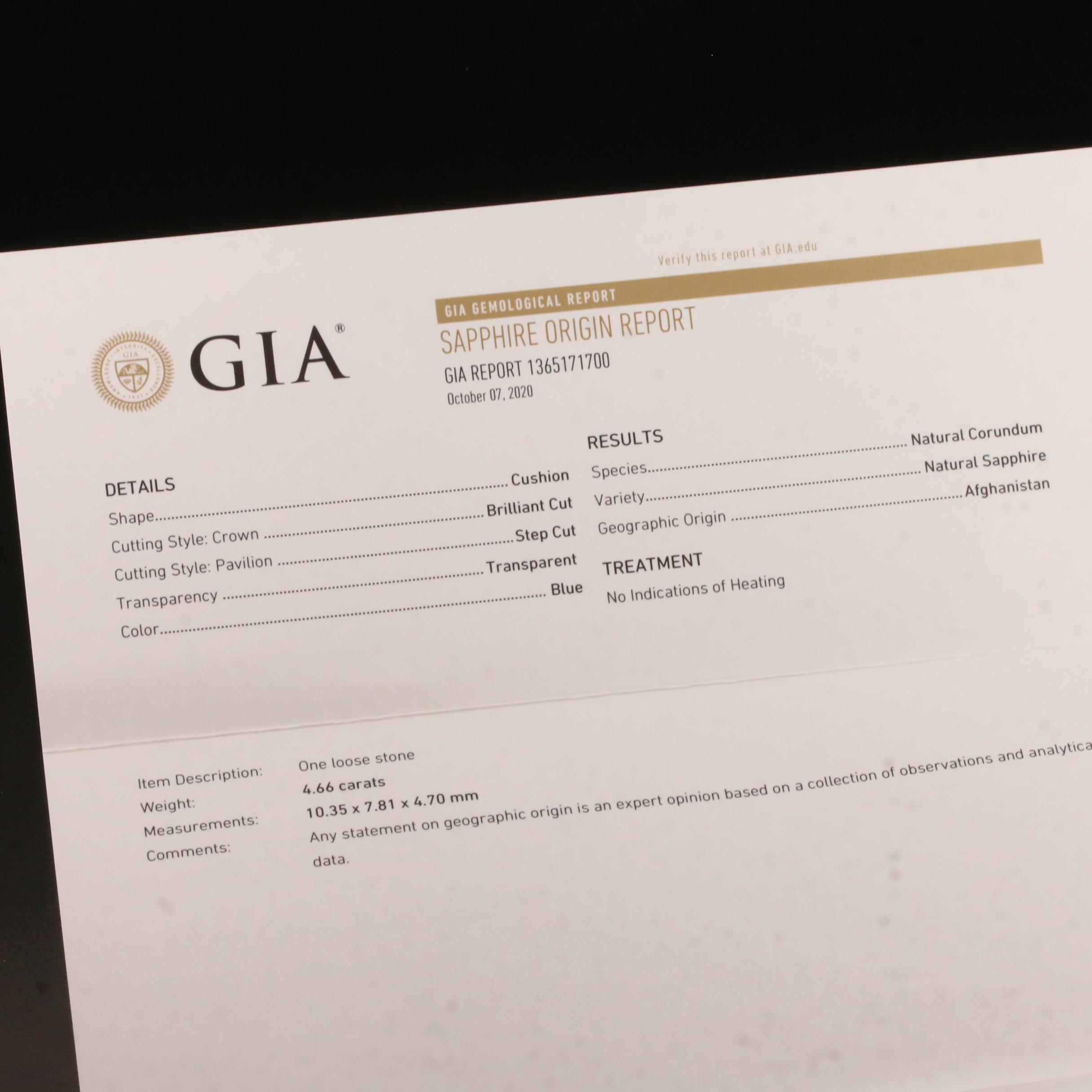 14K 4.66 CT Afghan Sapphire, 1.20 CTW Diamond and Gemstone Ring with GIA Report