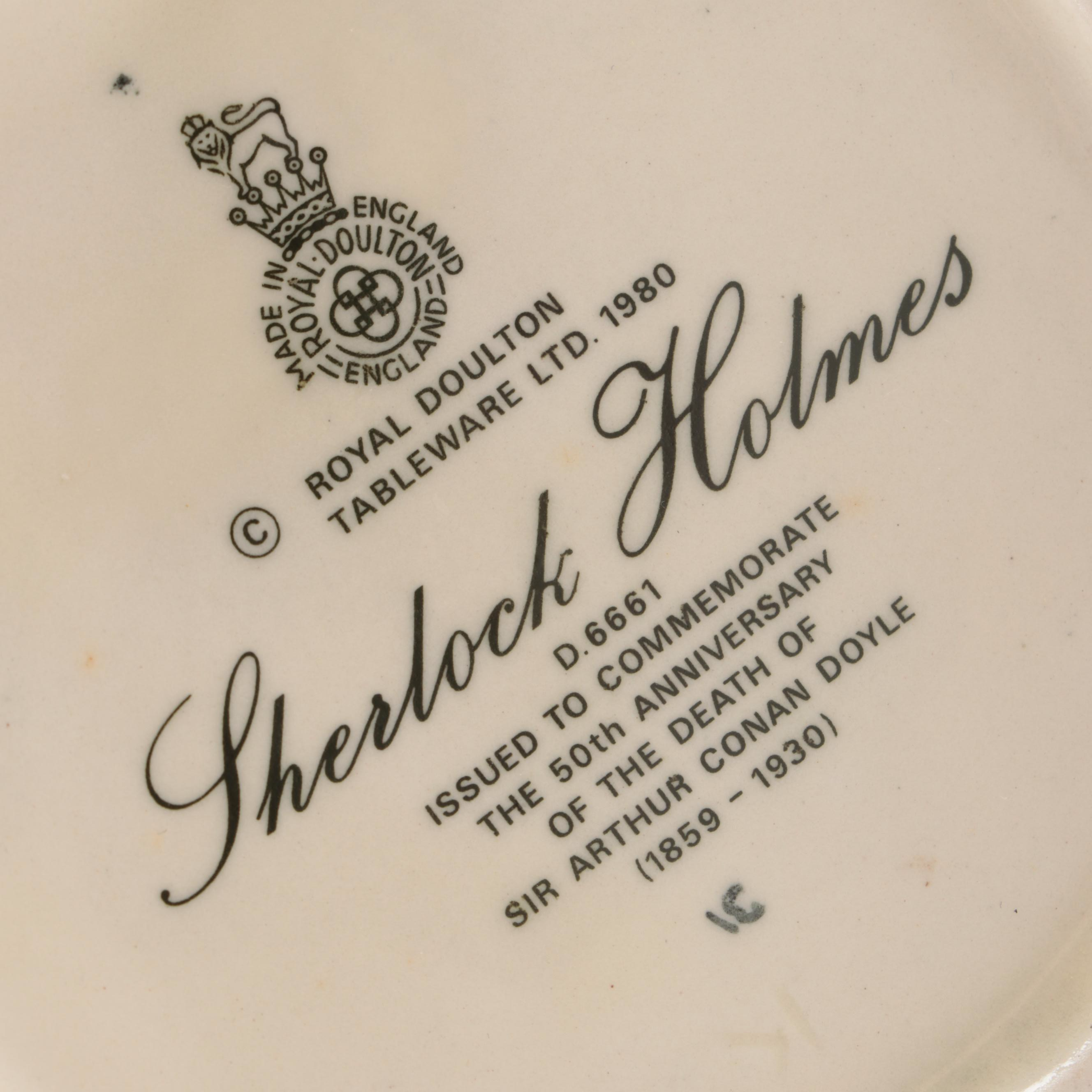 Royal Doulton "Sherlock Holmes"  Commemorative Character Jug, Late 20th Century