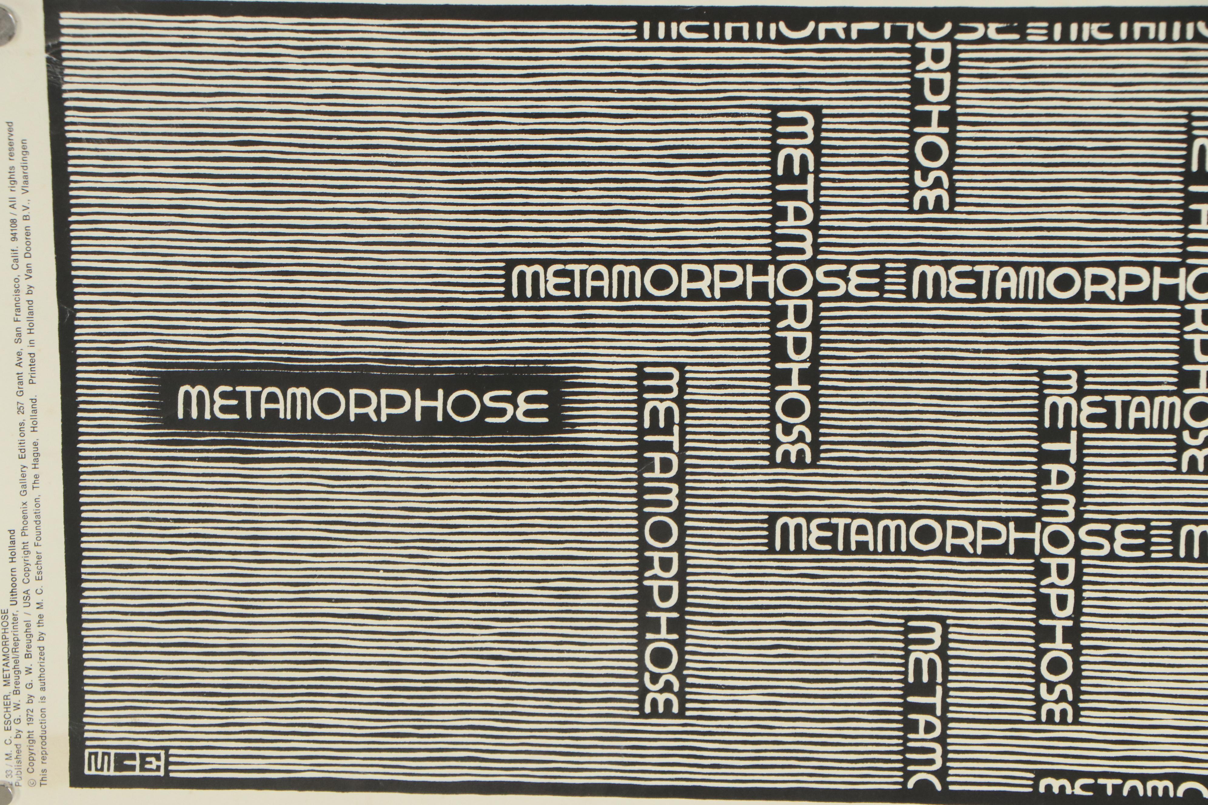 Lithograph after Maurits Cornelis Escher "Metamorphose," 1972