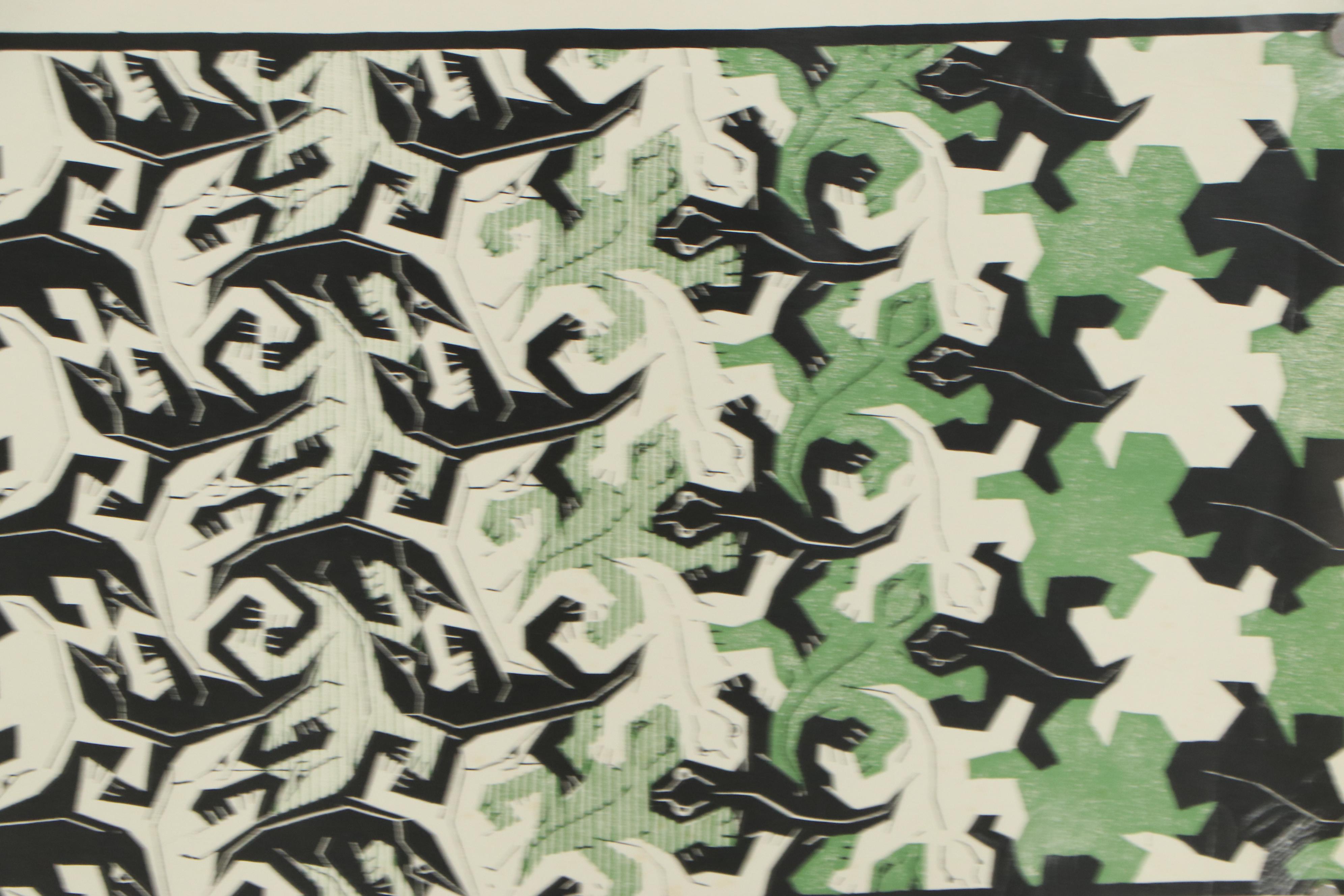 Lithograph after Maurits Cornelis Escher "Metamorphose," 1972