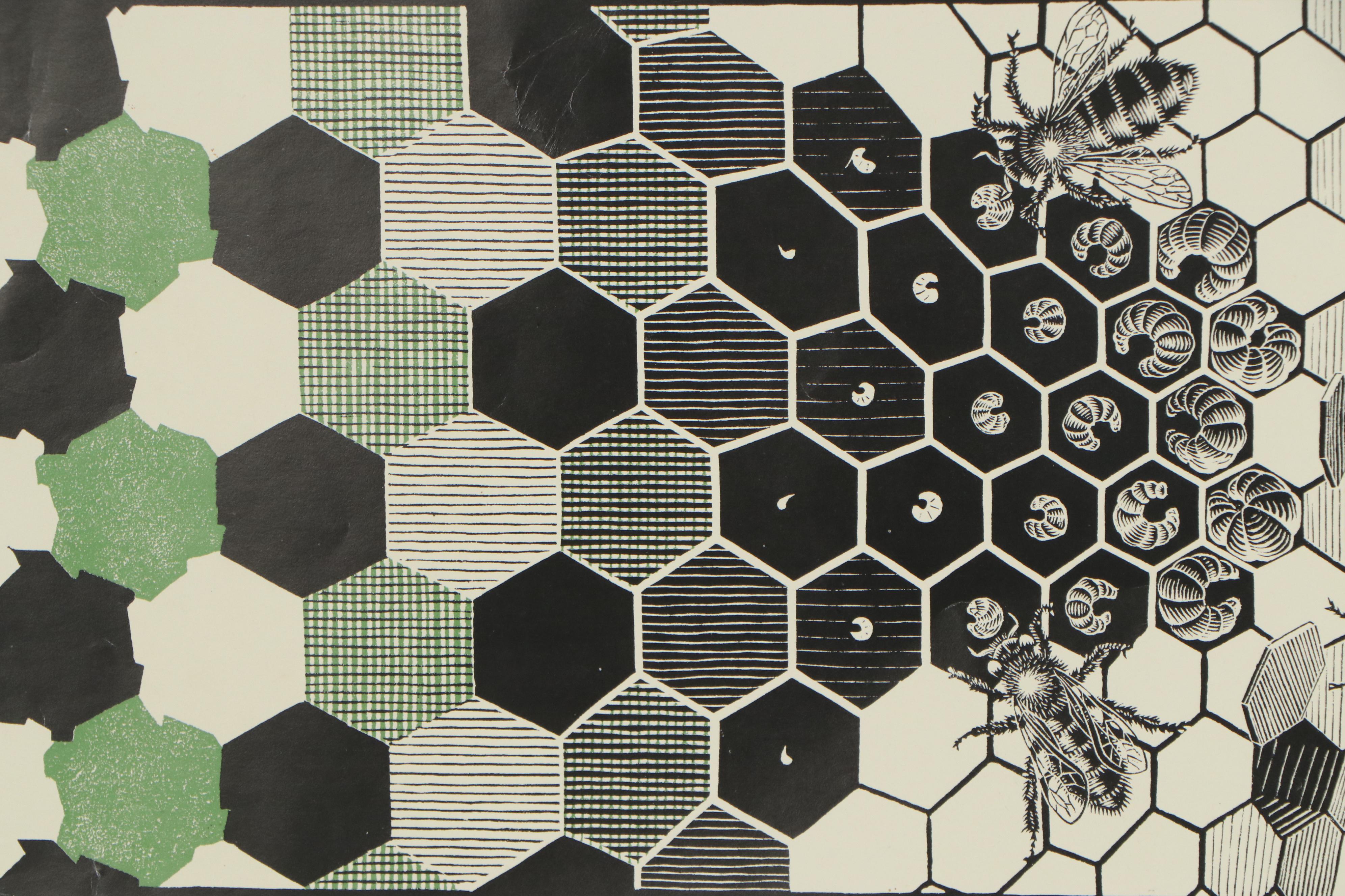 Lithograph after Maurits Cornelis Escher "Metamorphose," 1972