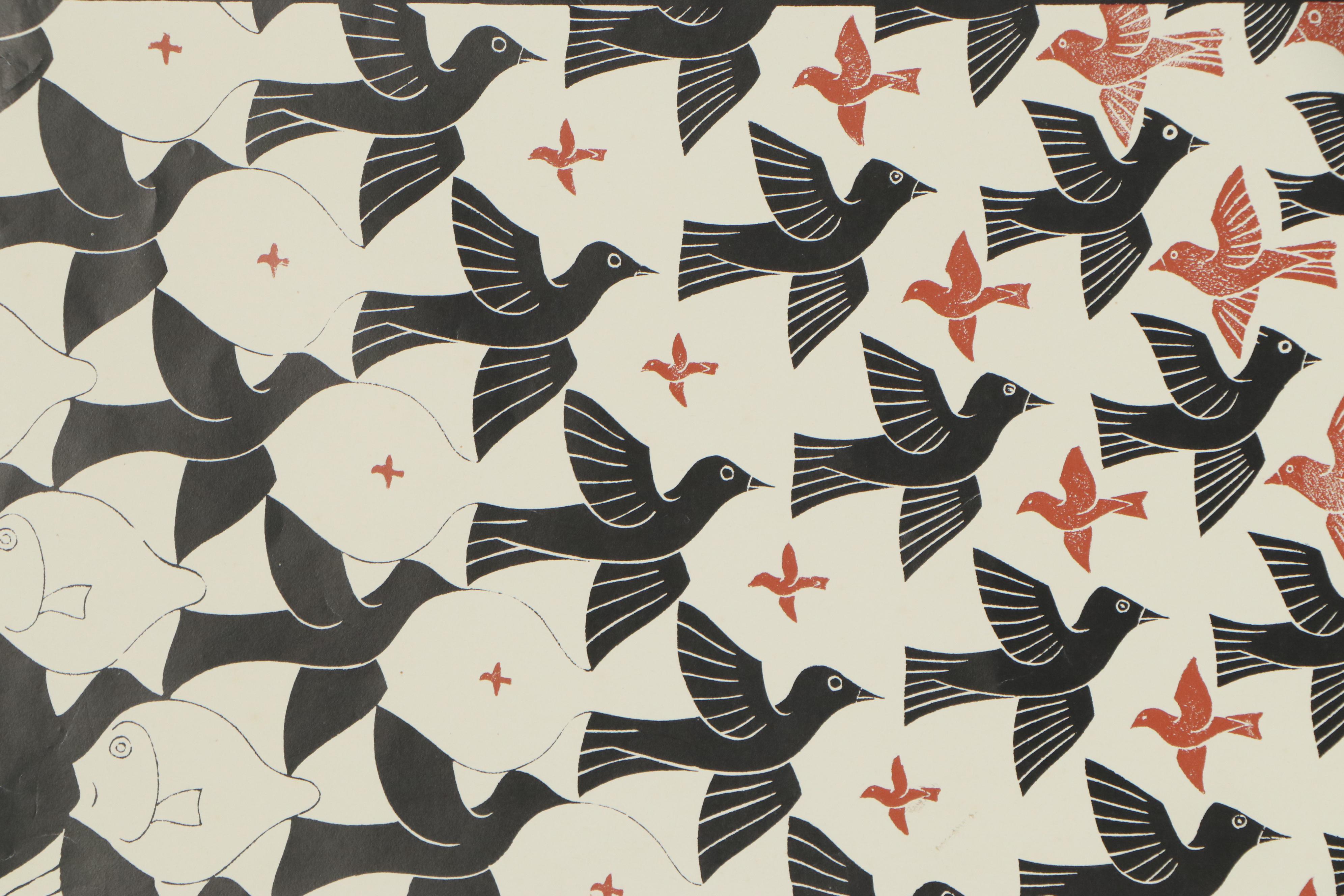 Lithograph after Maurits Cornelis Escher "Metamorphose," 1972