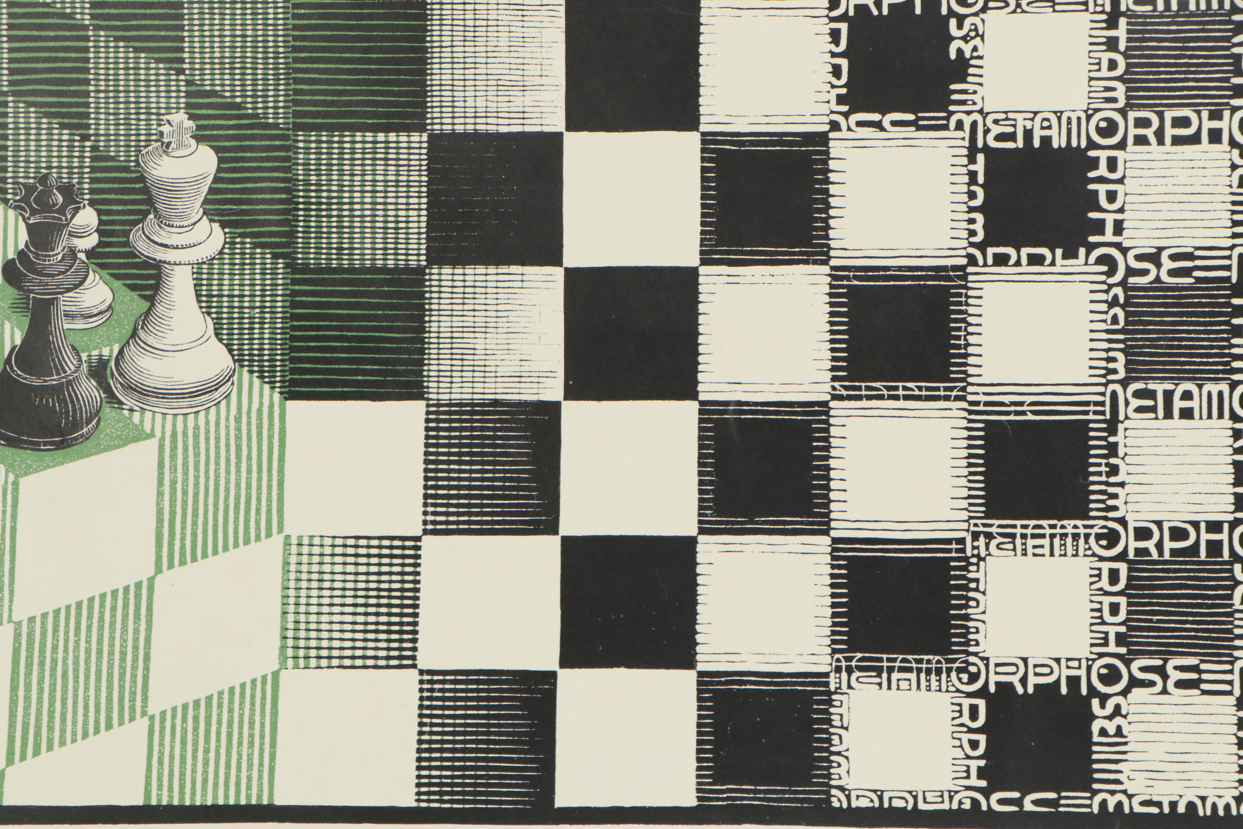 Lithograph after Maurits Cornelis Escher "Metamorphose," 1972