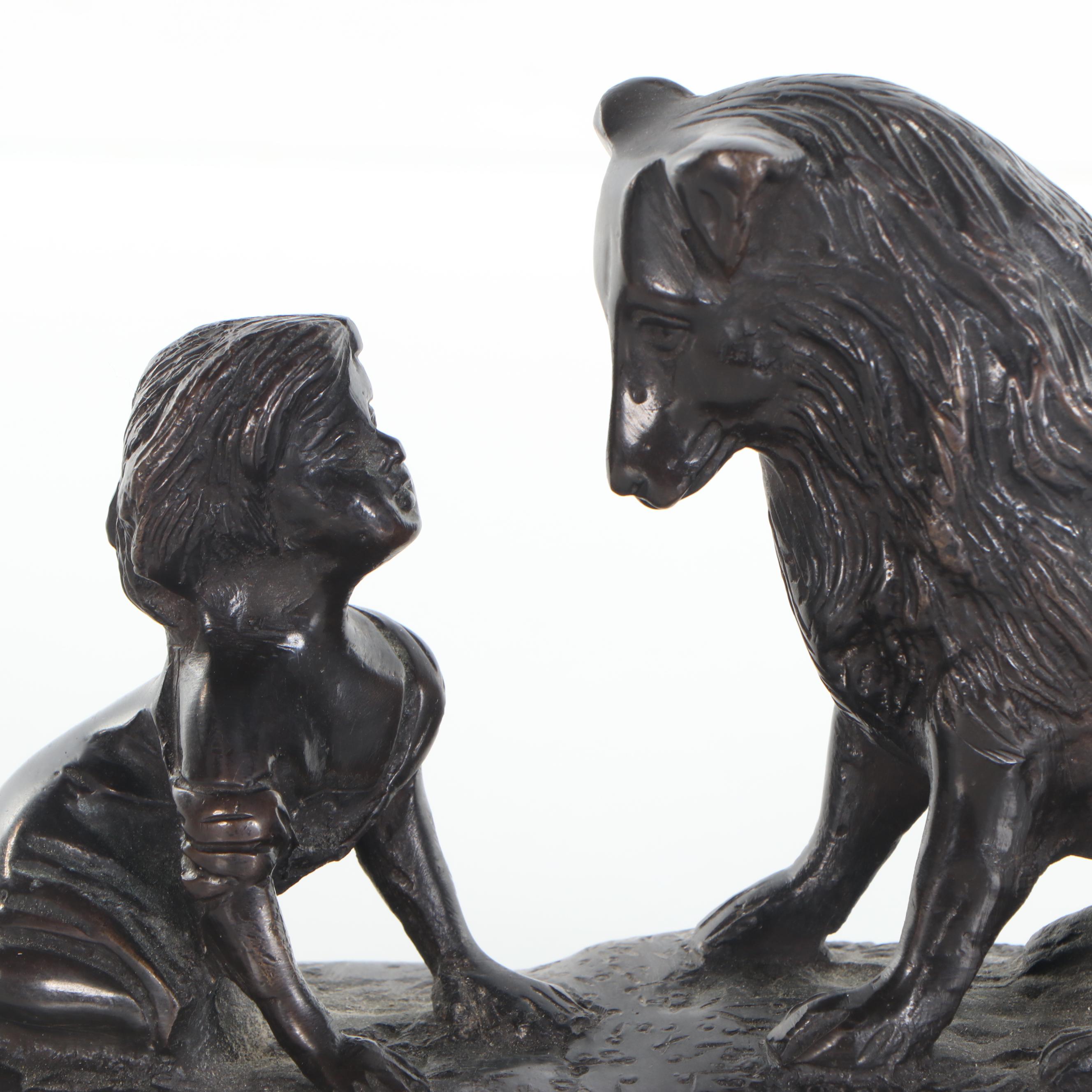 G. Ferrad Bronze Sculpture "Can't You Talk?," Late 20th Century