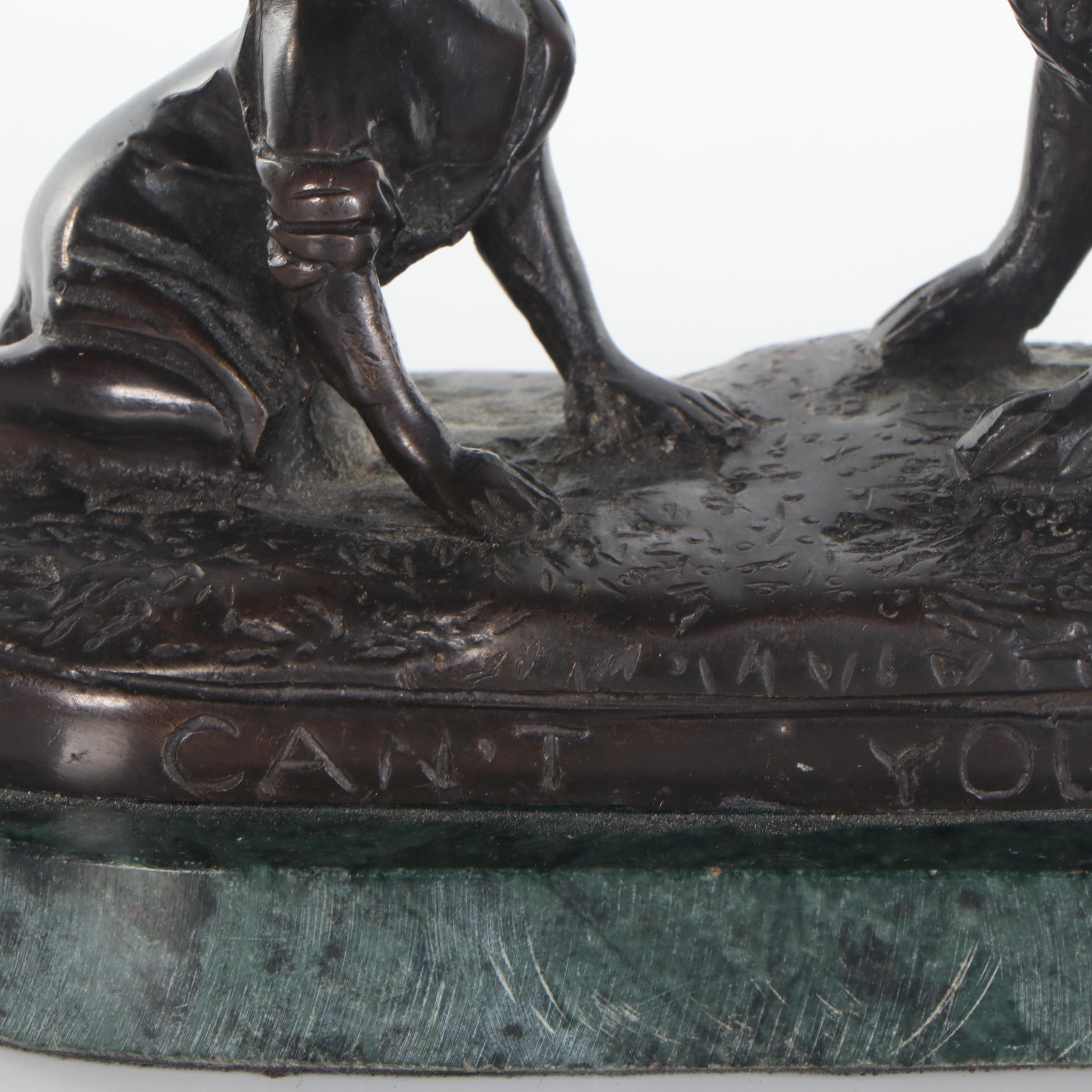 G. Ferrad Bronze Sculpture "Can't You Talk?," Late 20th Century