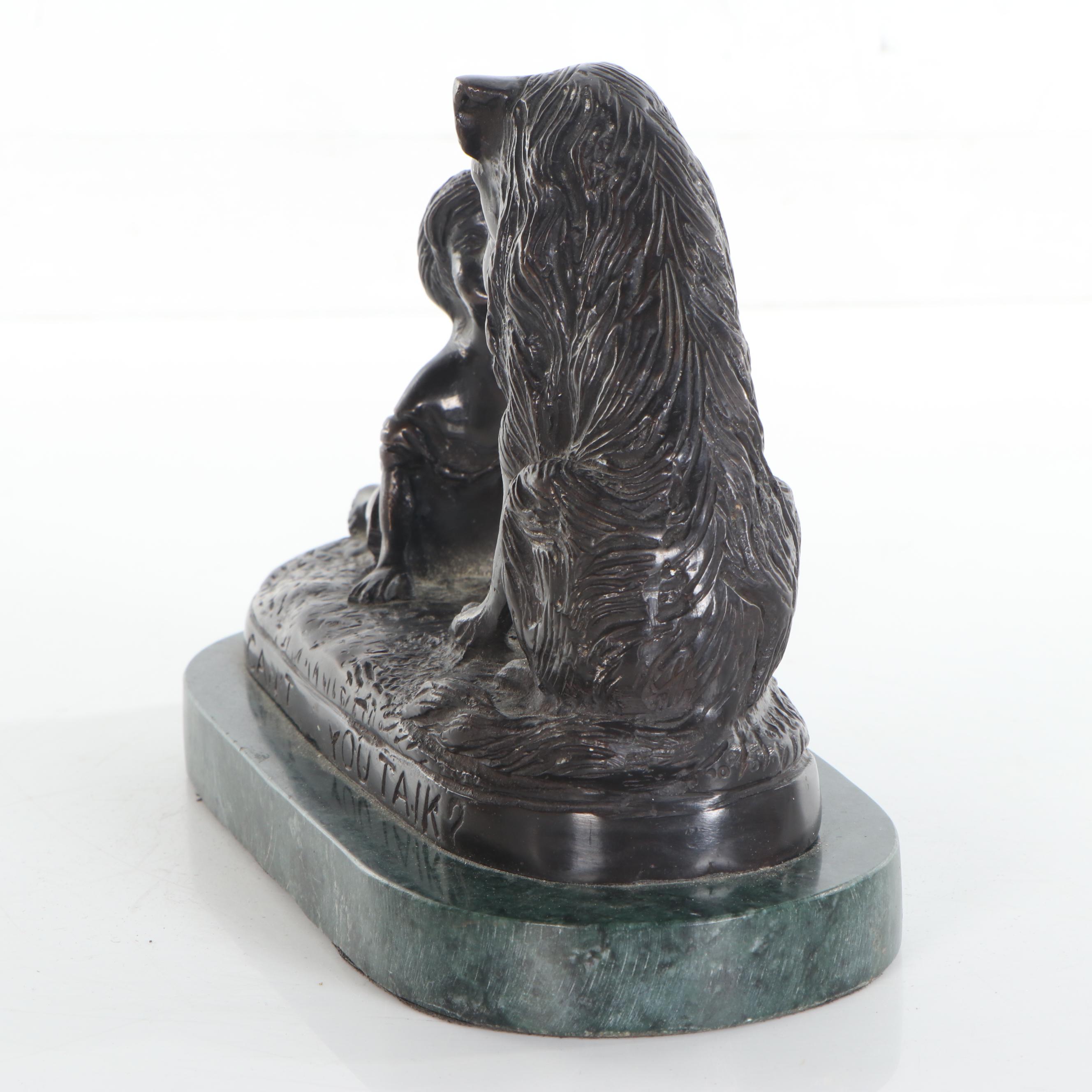 G. Ferrad Bronze Sculpture "Can't You Talk?," Late 20th Century