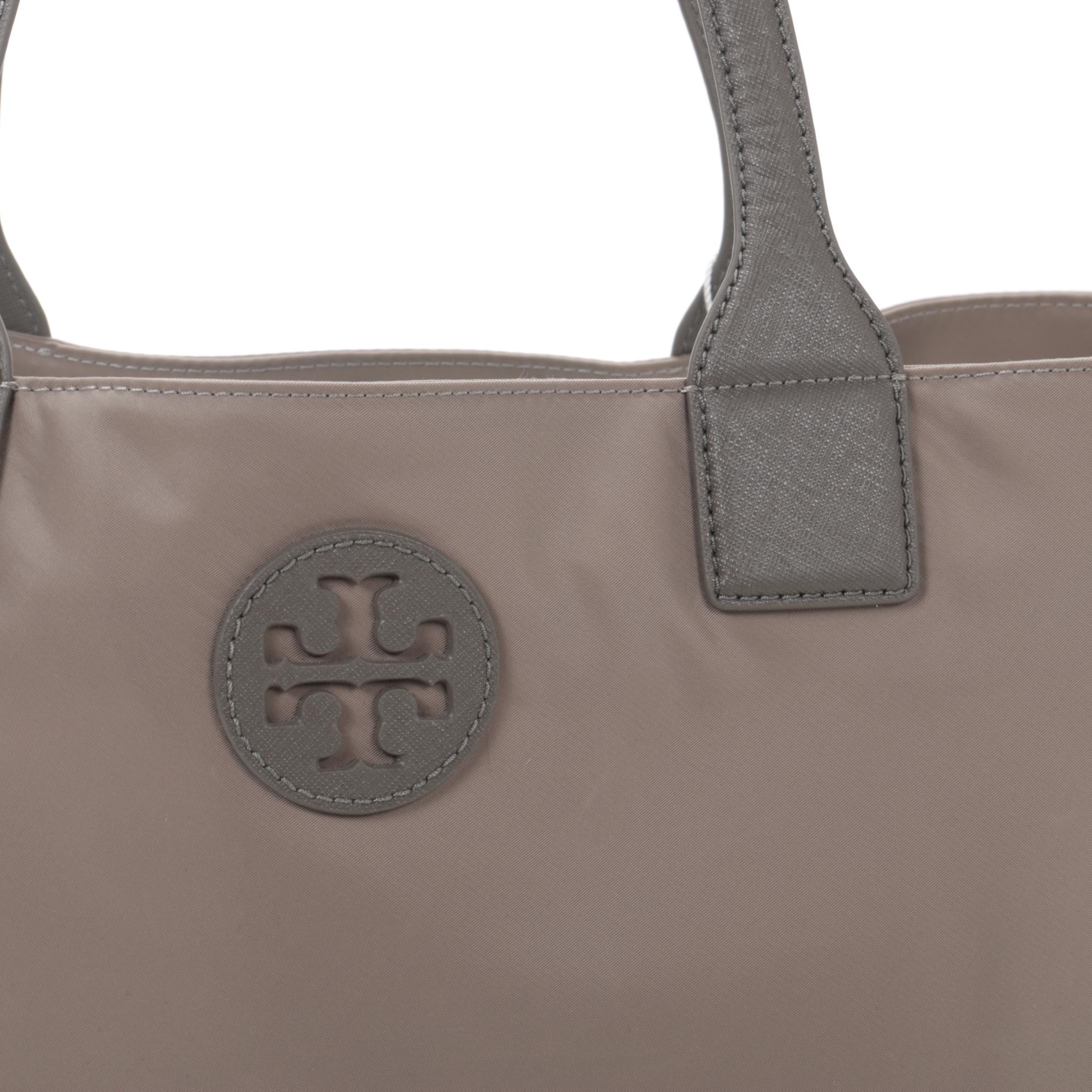 Tory Burch Ella Nylon and Saffiano Leather Tote in French Gray