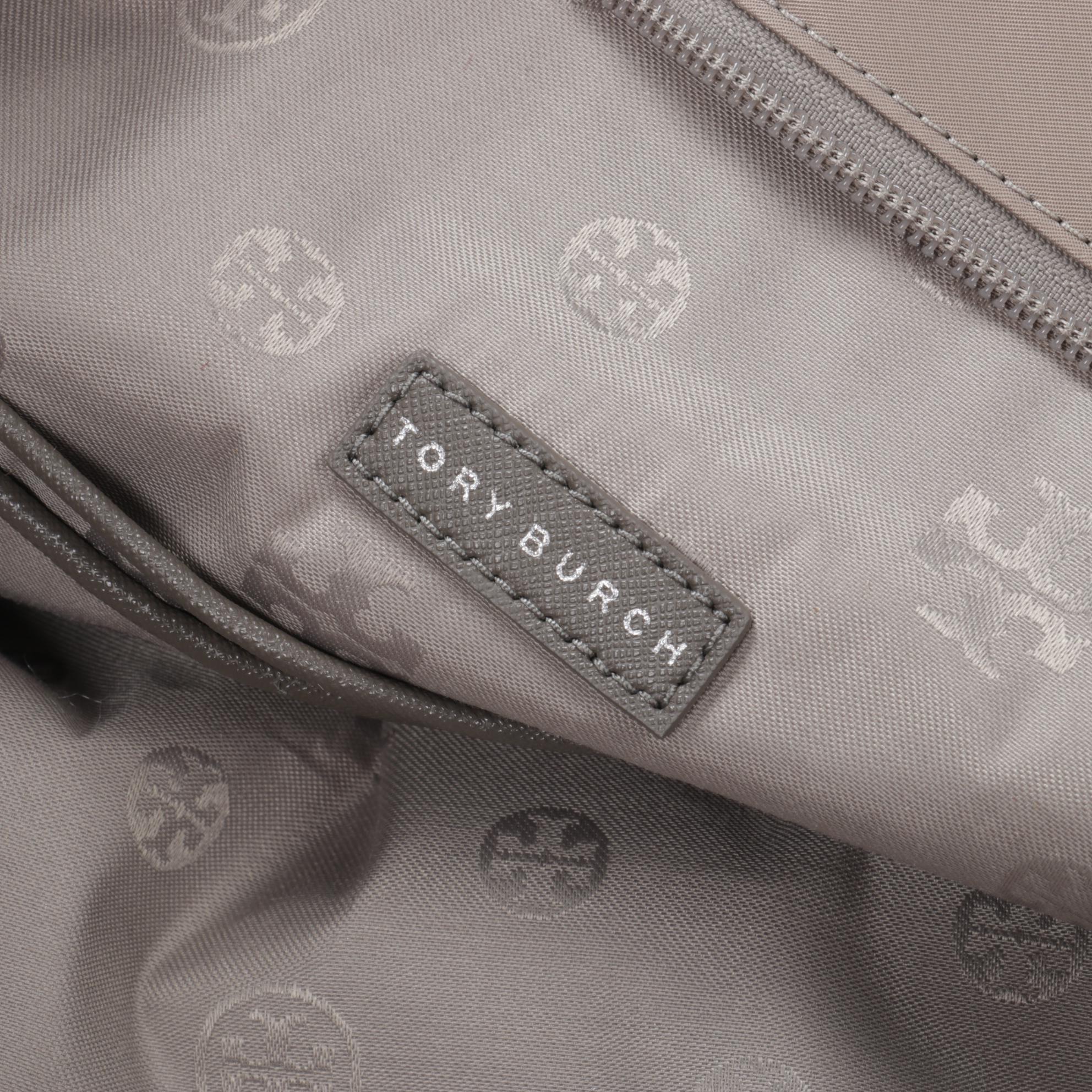 Tory Burch Ella Nylon and Saffiano Leather Tote in French Gray