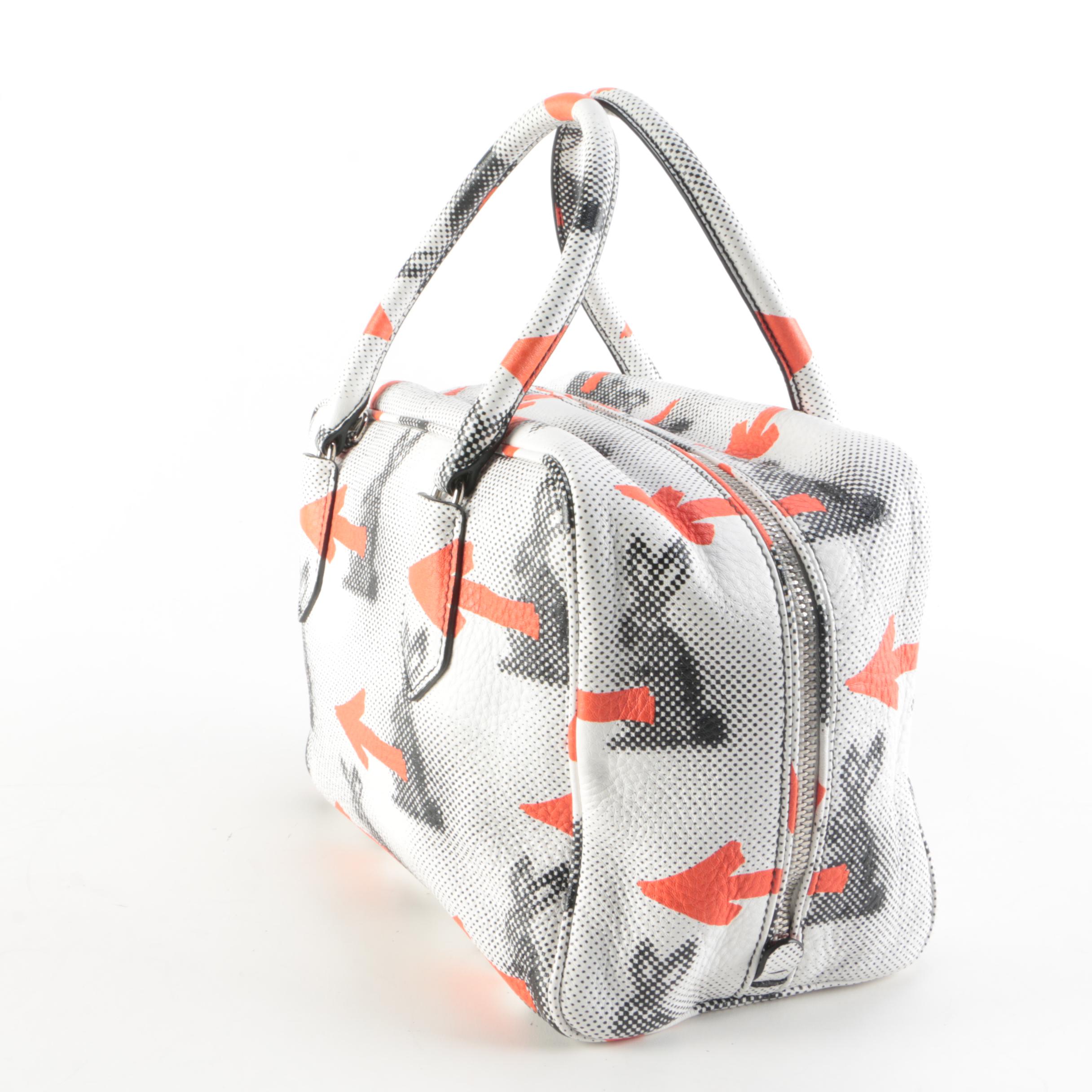 Prada Inside Bauletto Bag in Leather Printed Vitello Daino