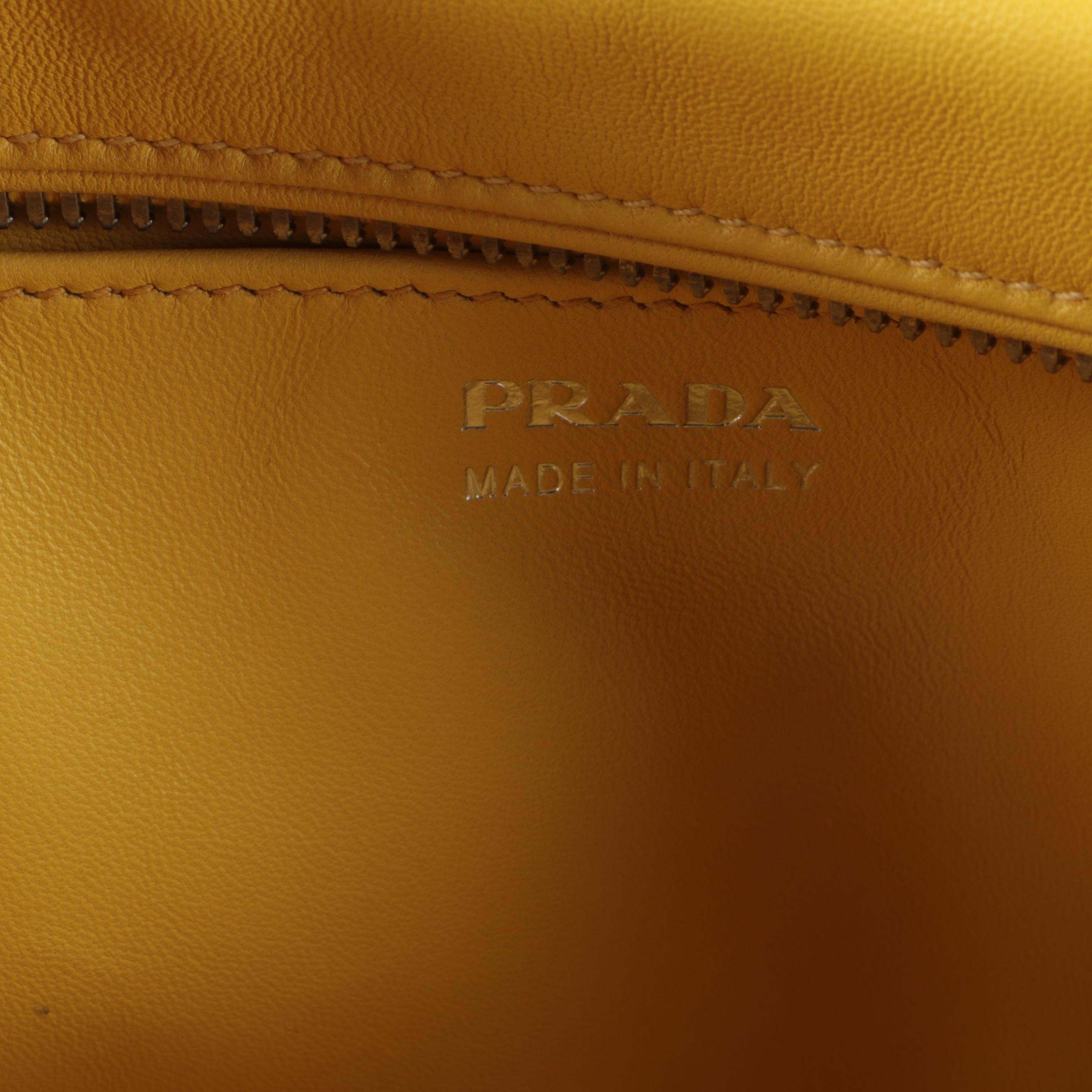 Prada Inside Bauletto Bag in Leather Printed Vitello Daino