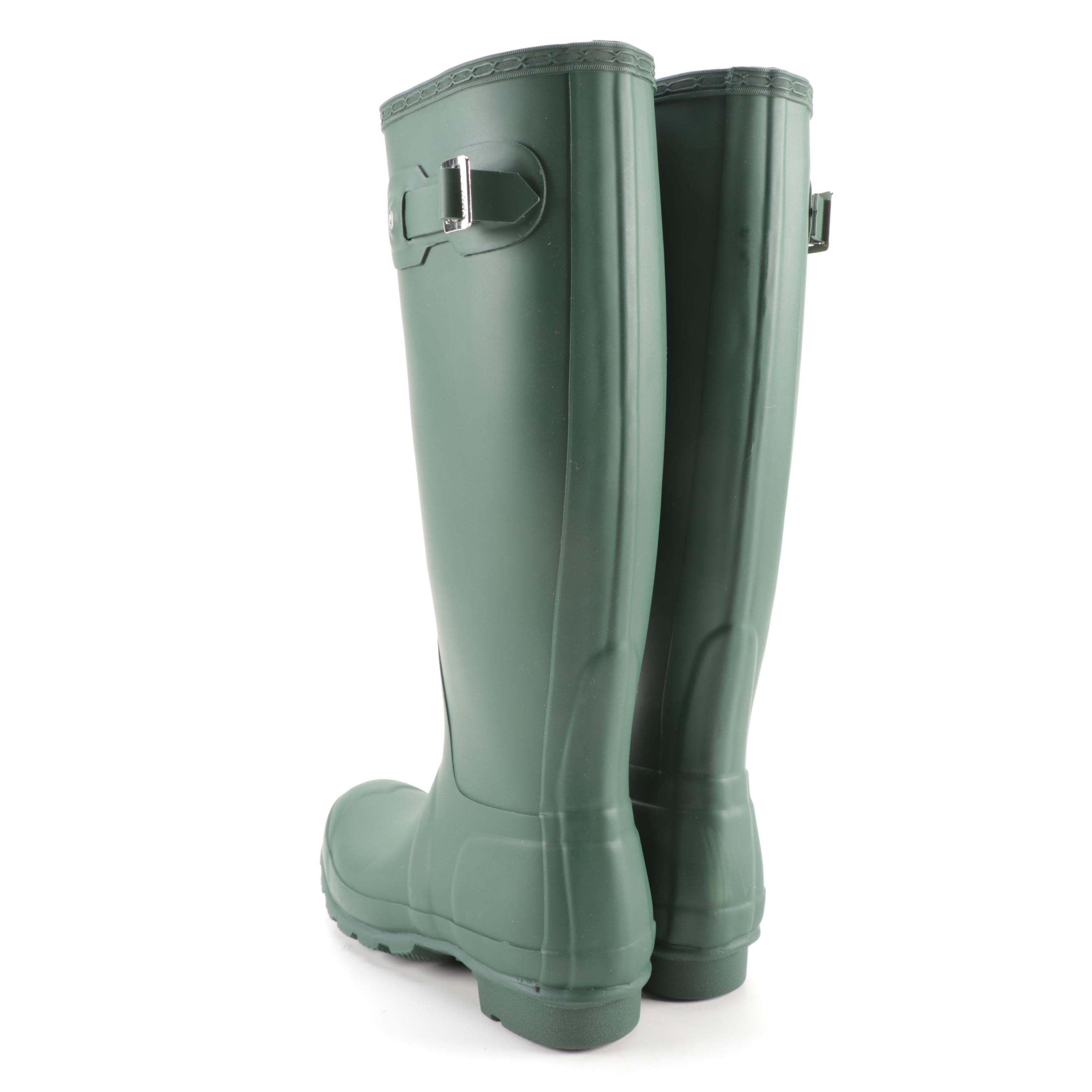 Hunter Original Tall Rain Boots in Matte Hunter Green with Box, Size 6