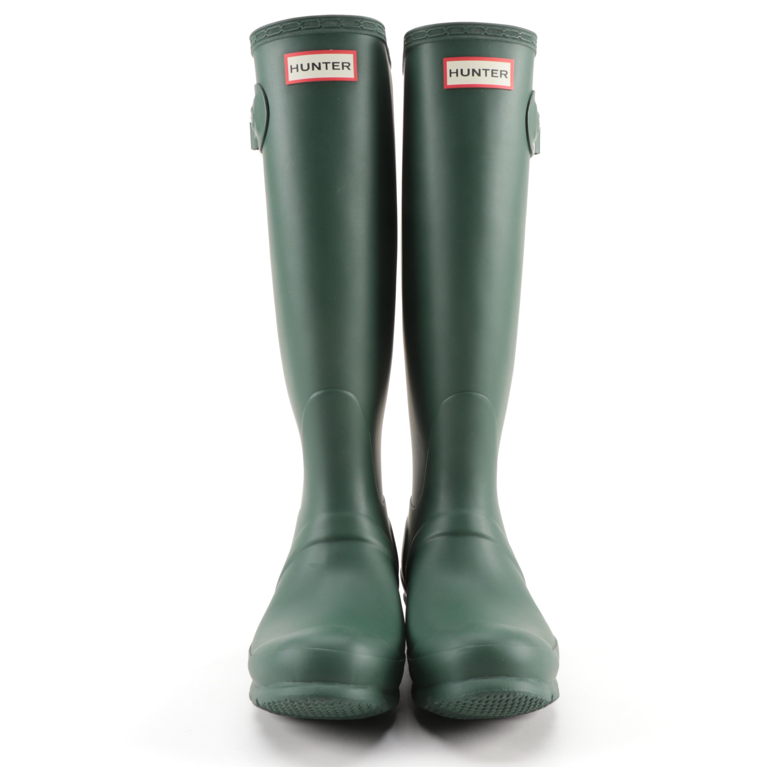 Hunter Original Tall Rain Boots in Matte Hunter Green with Box, Size 6
