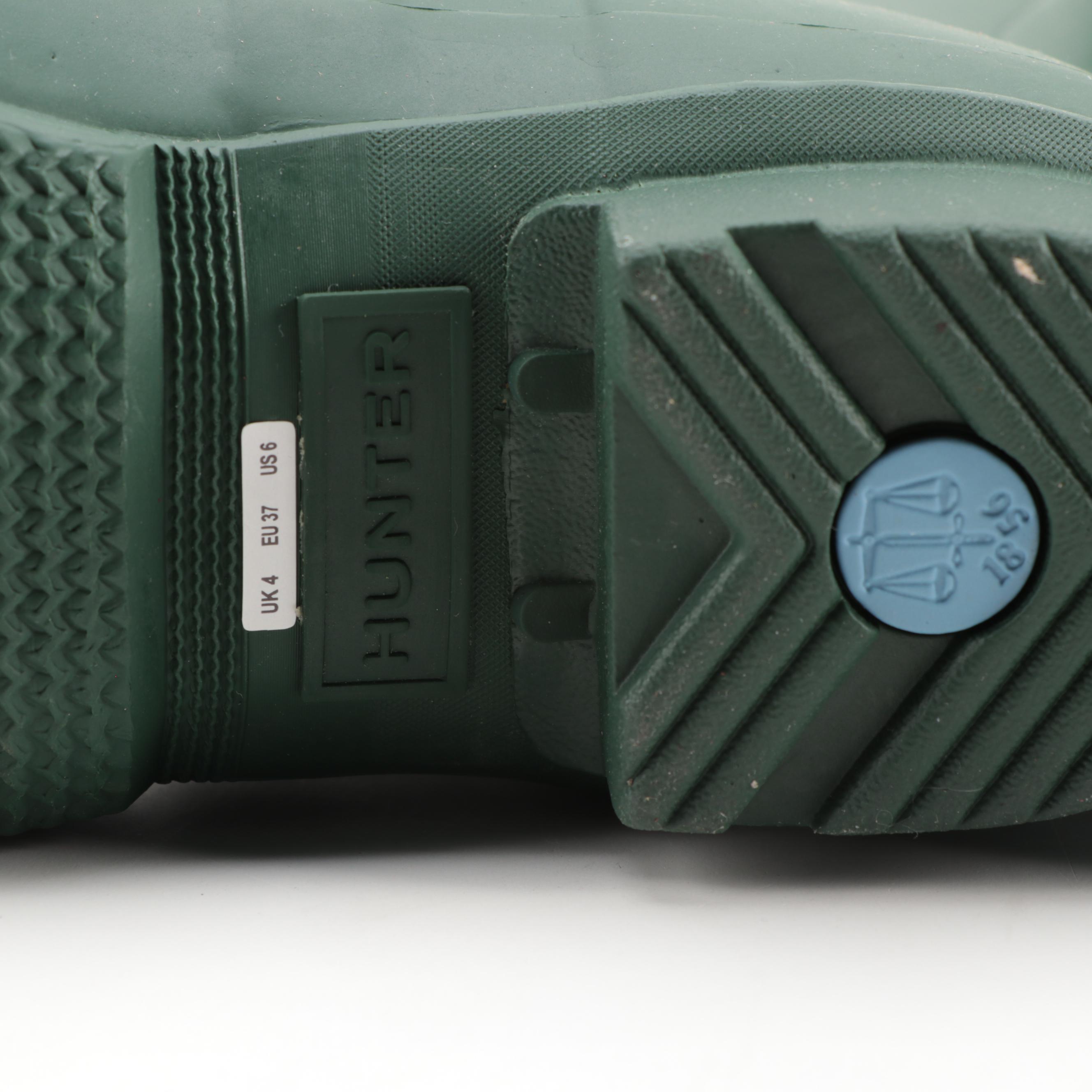 Hunter Original Tall Rain Boots in Matte Hunter Green with Box, Size 6