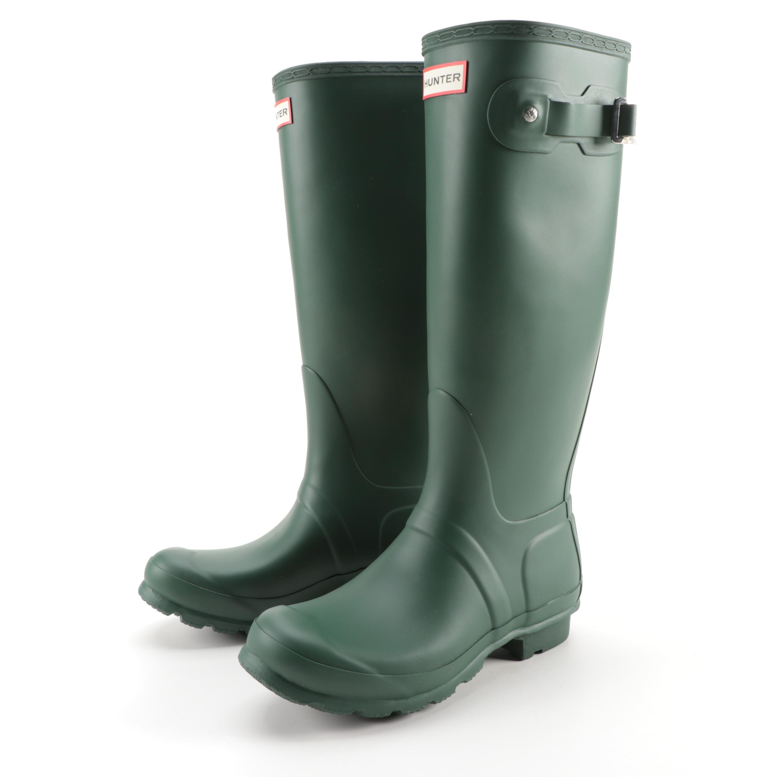 Hunter Original Tall Rain Boots in Matte Hunter Green with Box, Size 7