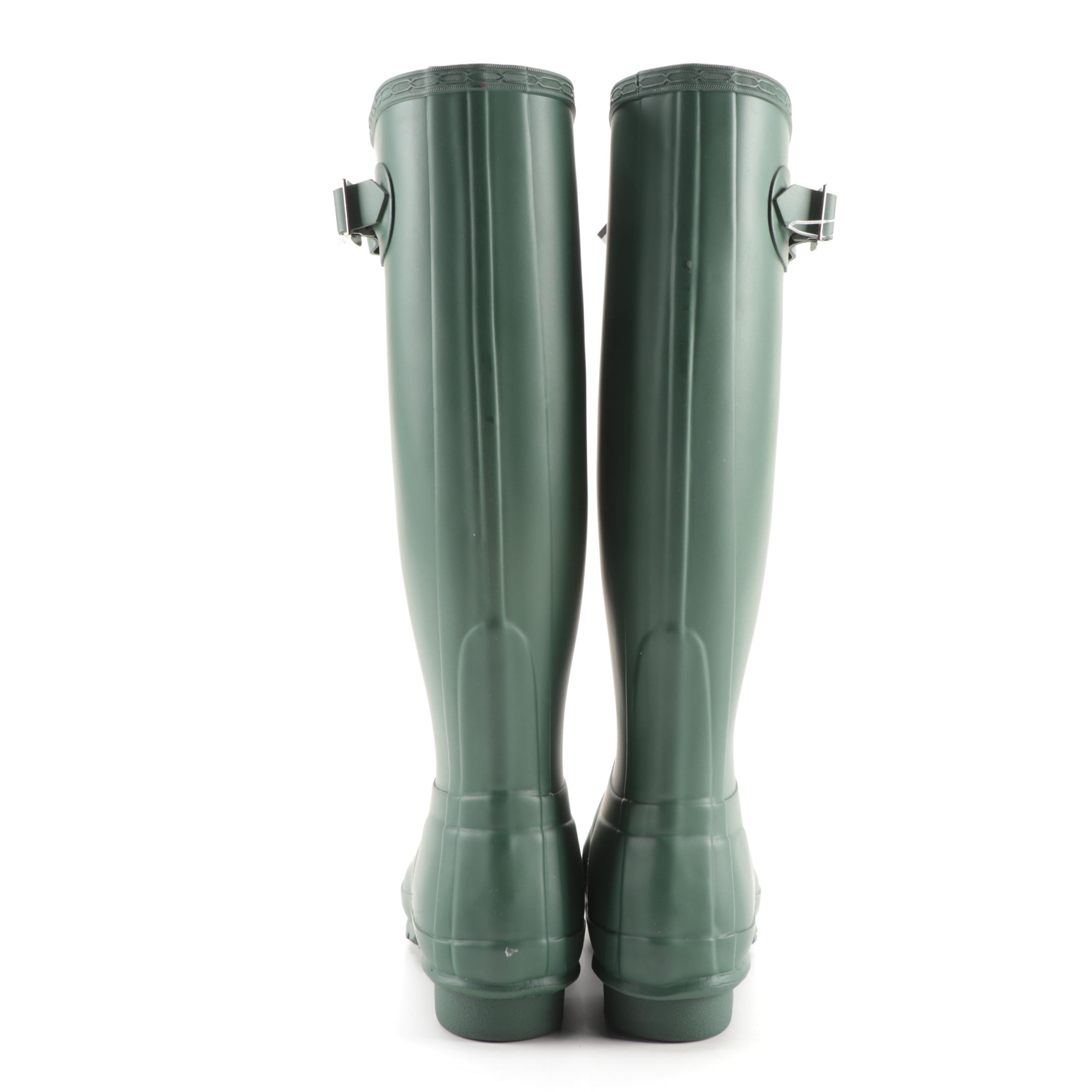Hunter Original Tall Rain Boots in Matte Hunter Green with Box, Size 7