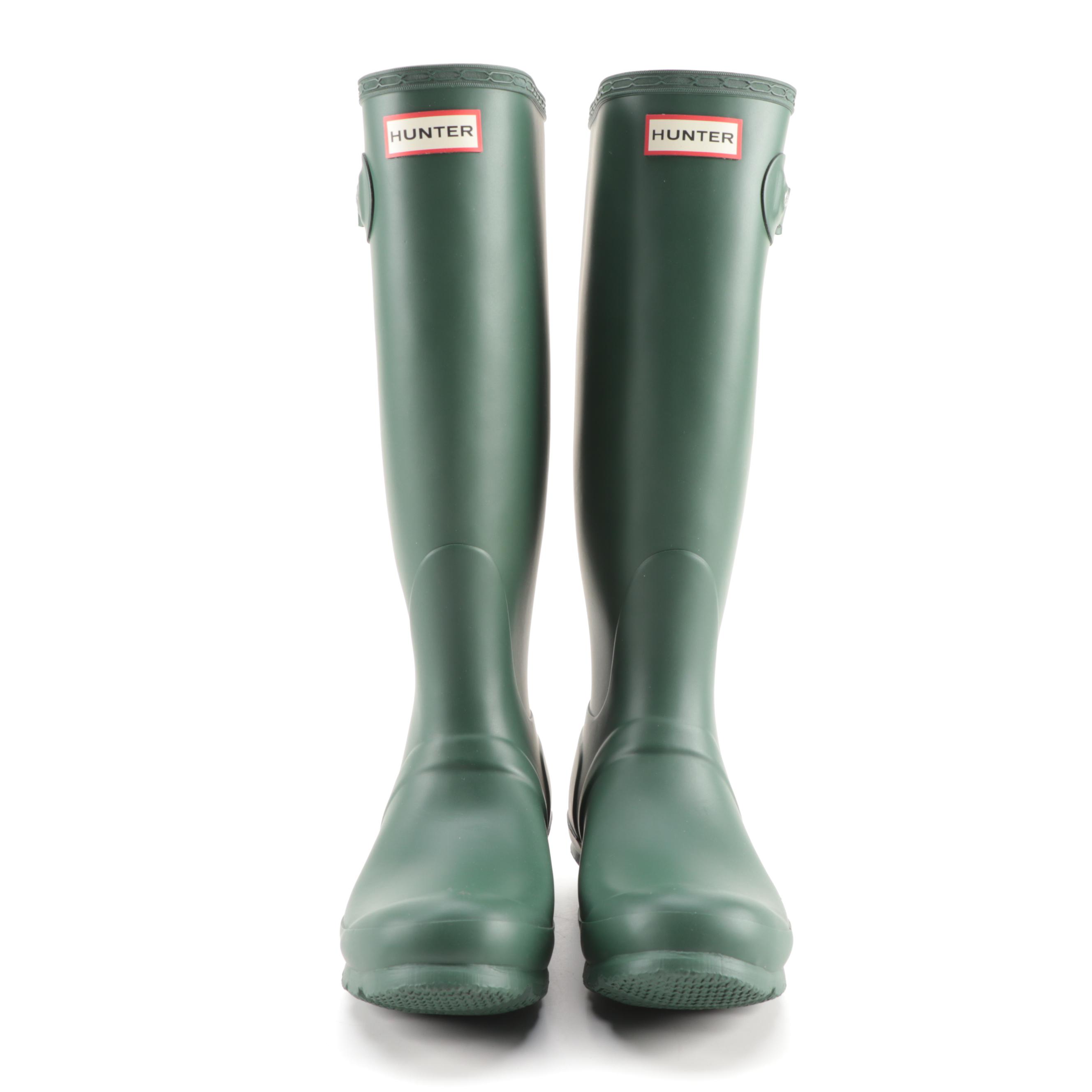 Hunter Original Tall Rain Boots in Matte Hunter Green with Box, Size 7