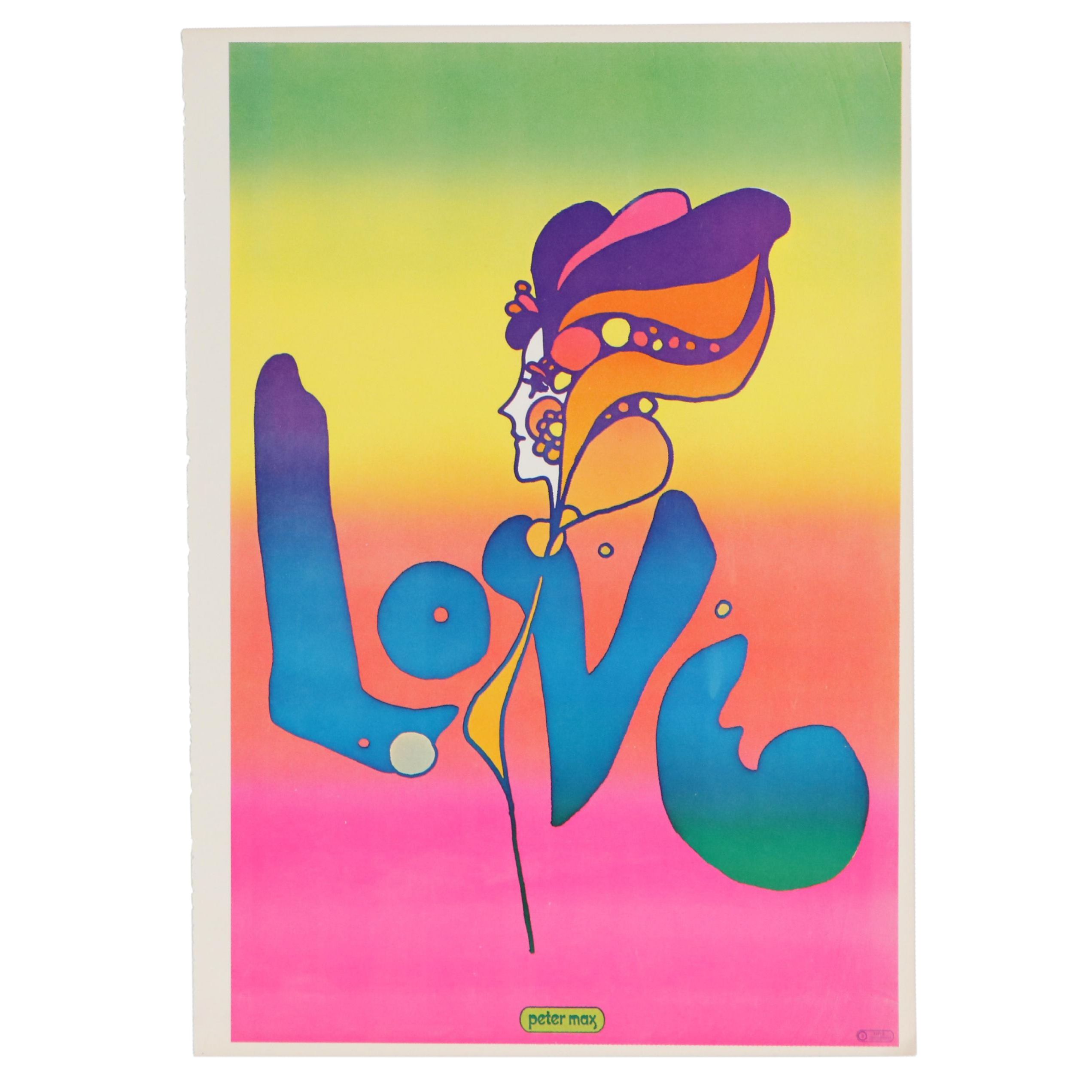 Peter Max Offset Lithograph "Love," 1970
