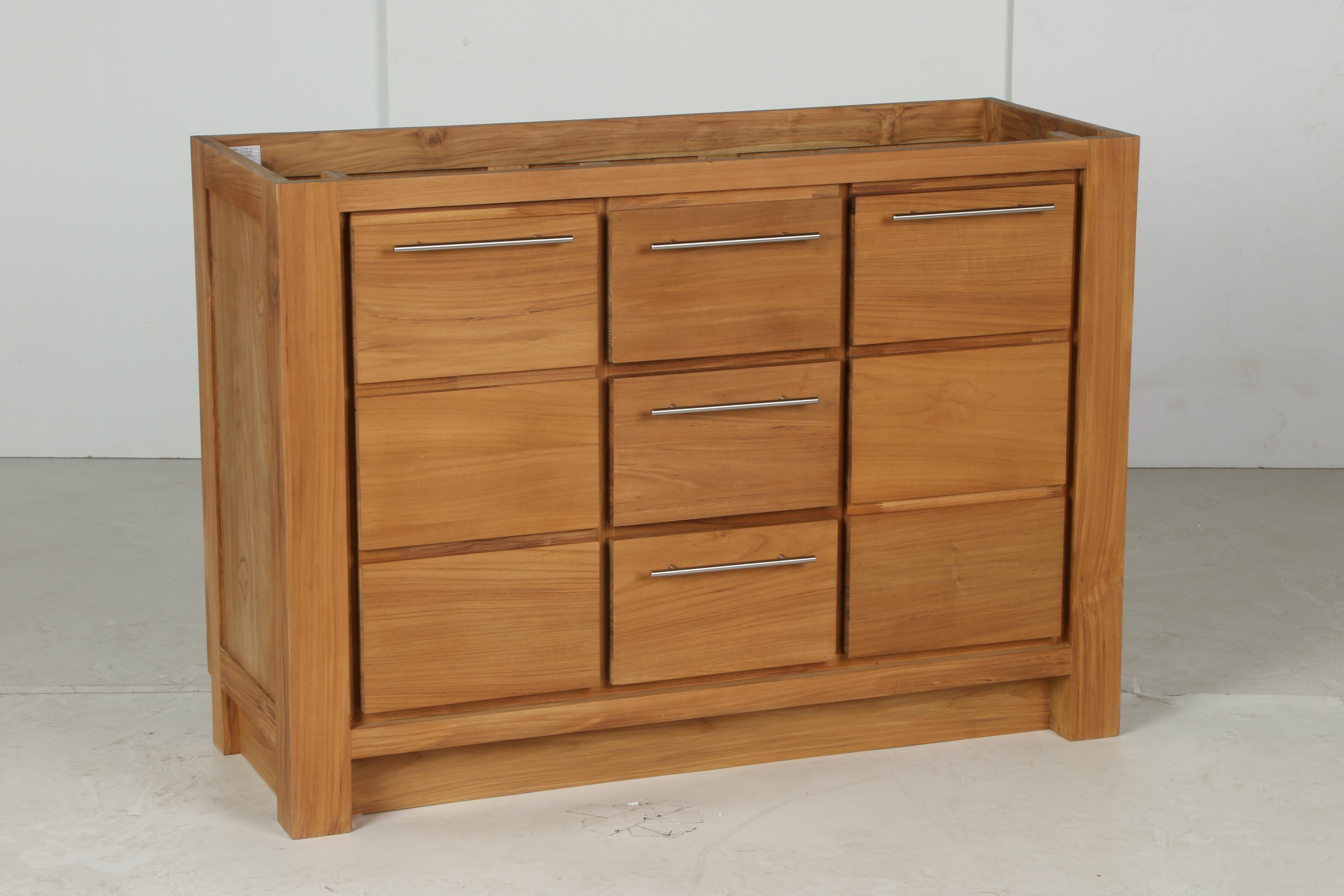 48" "Venica" Teak Oil Finish Narrow Profile Bathroom Vanity Cabinet