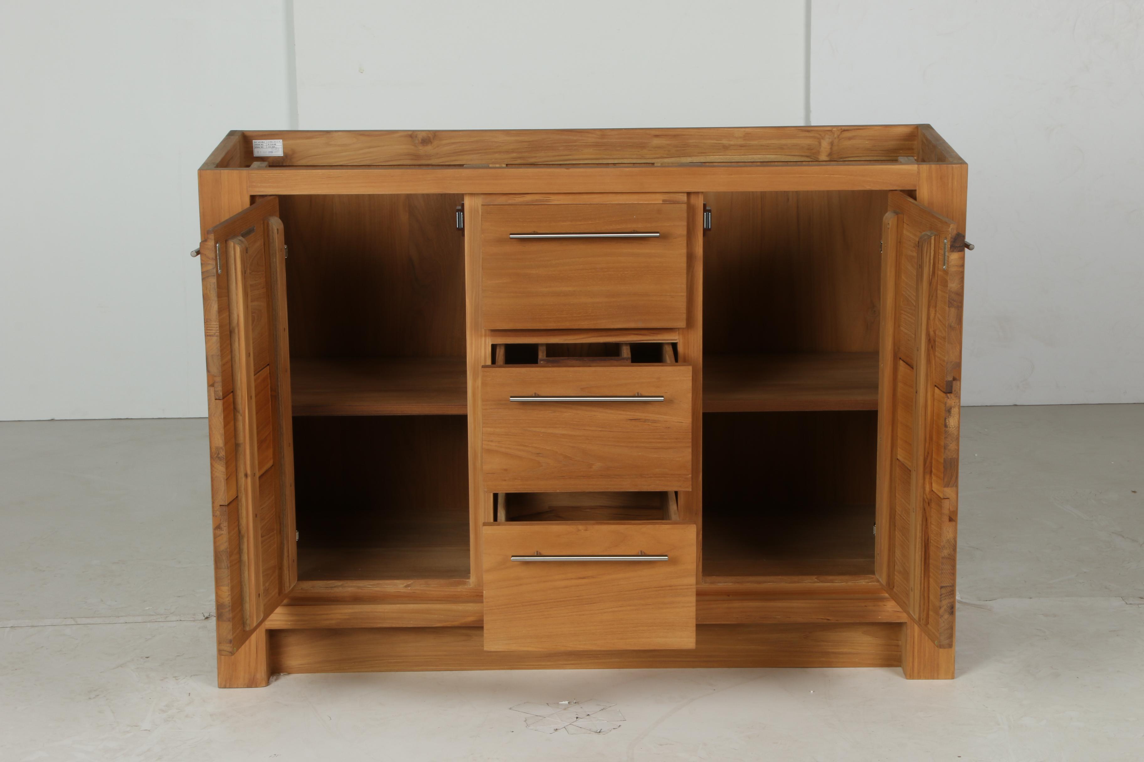 48" "Venica" Teak Oil Finish Narrow Profile Bathroom Vanity Cabinet