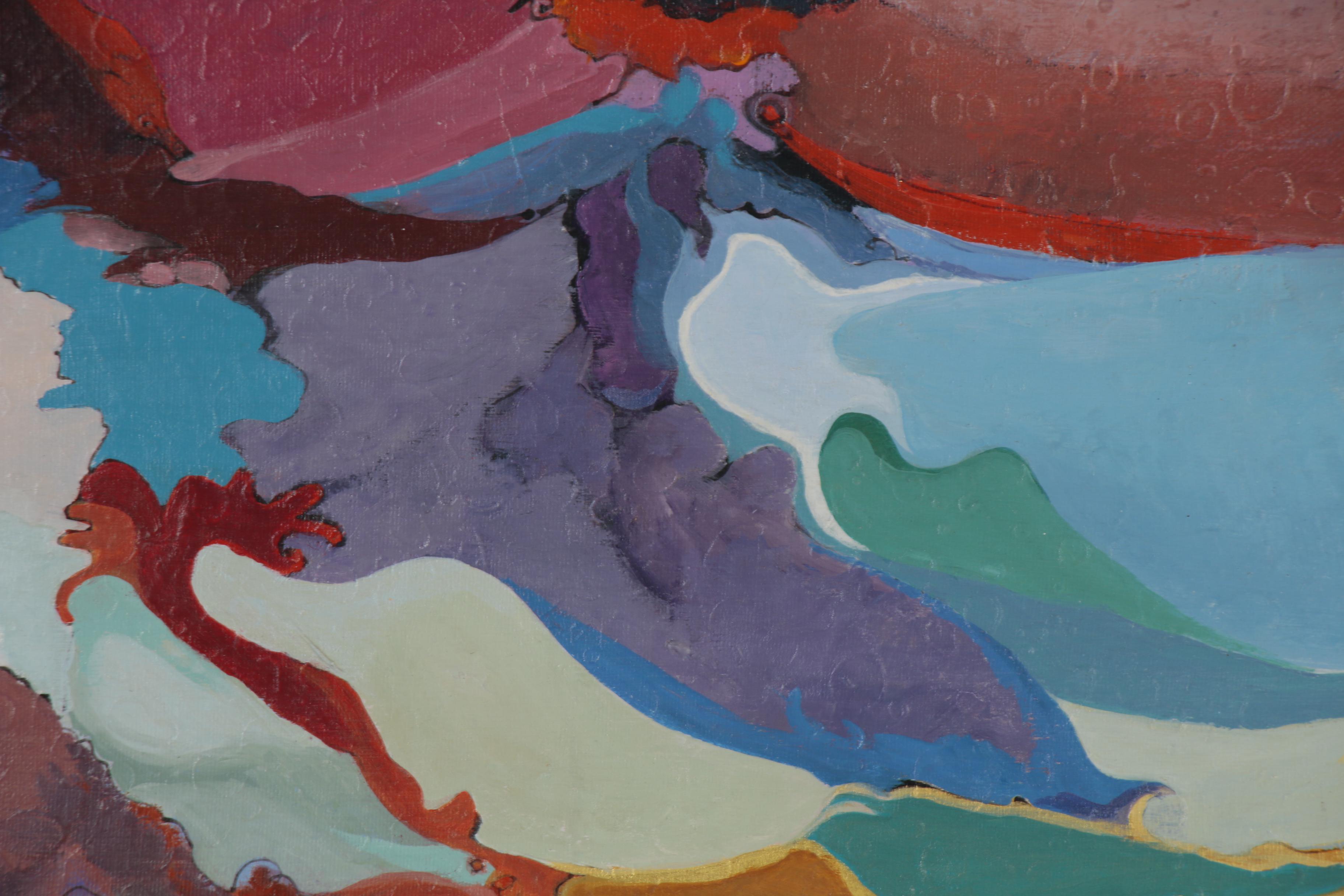 Marilyn Branham Abstract Oil Painting "Red Mountain," Late 20th Century