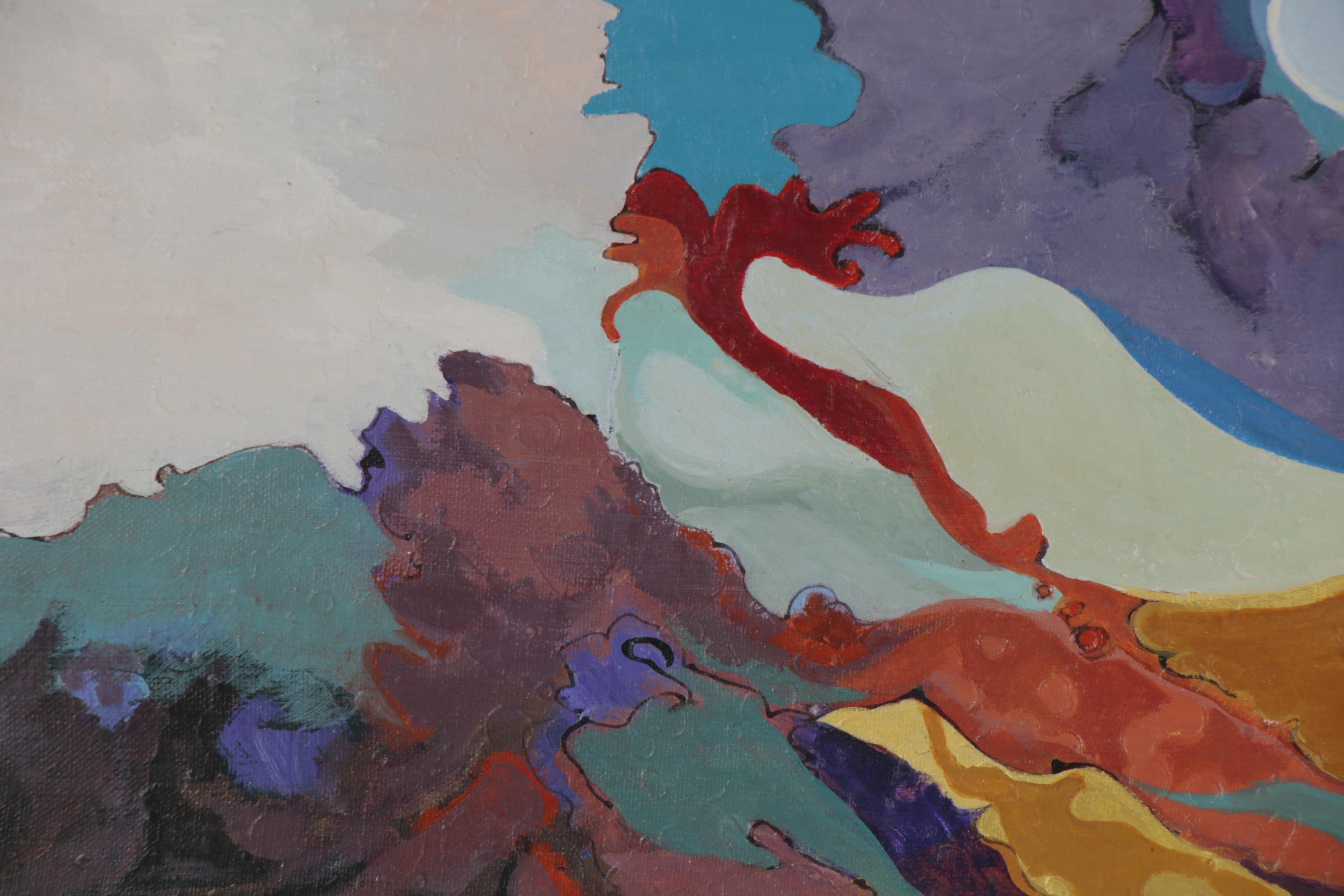 Marilyn Branham Abstract Oil Painting "Red Mountain," Late 20th Century