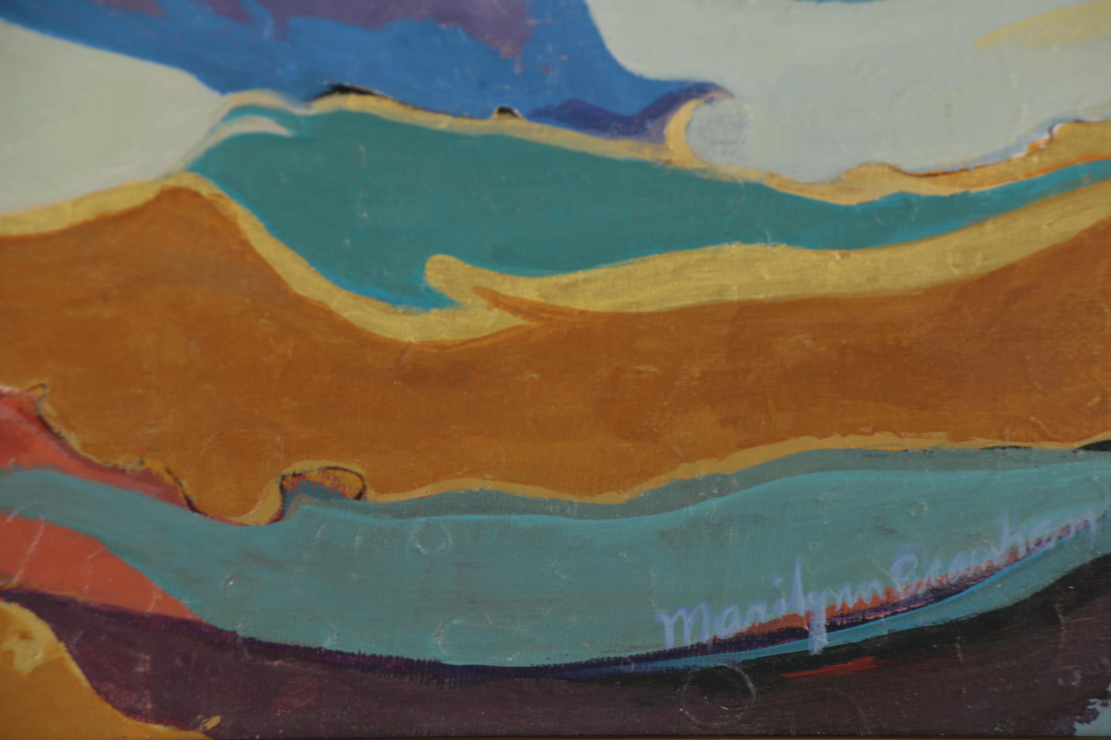 Marilyn Branham Abstract Oil Painting "Red Mountain," Late 20th Century