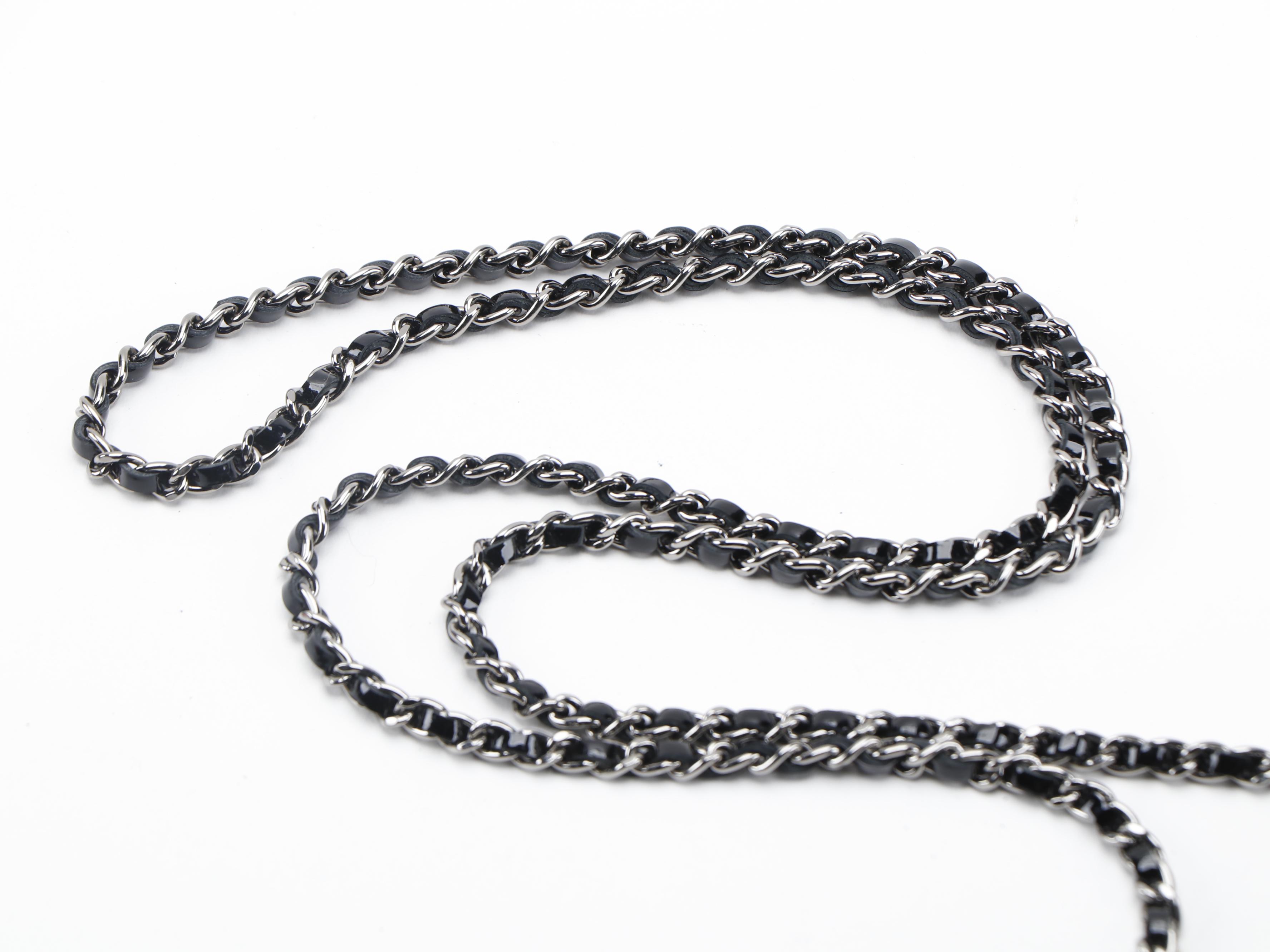 Chanel Chain Around Clutch in Black Quilted Patent Leather