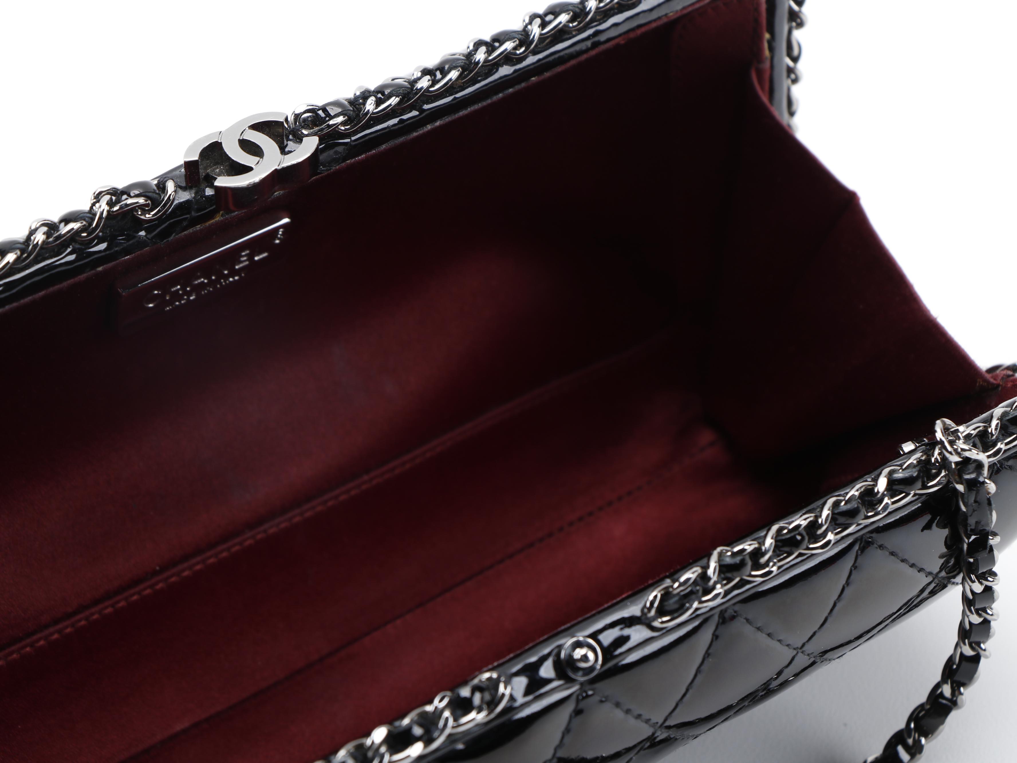 Chanel Chain Around Clutch in Black Quilted Patent Leather