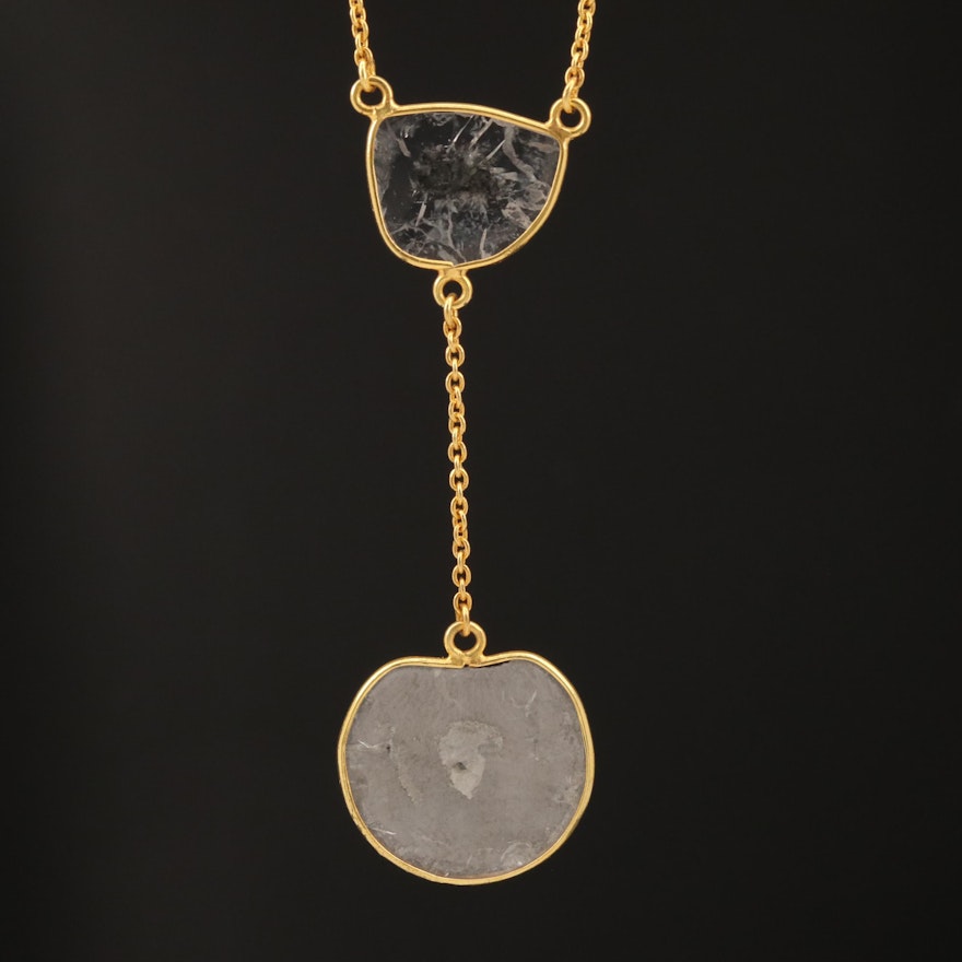 18K Sliced Diamond Drop Necklace