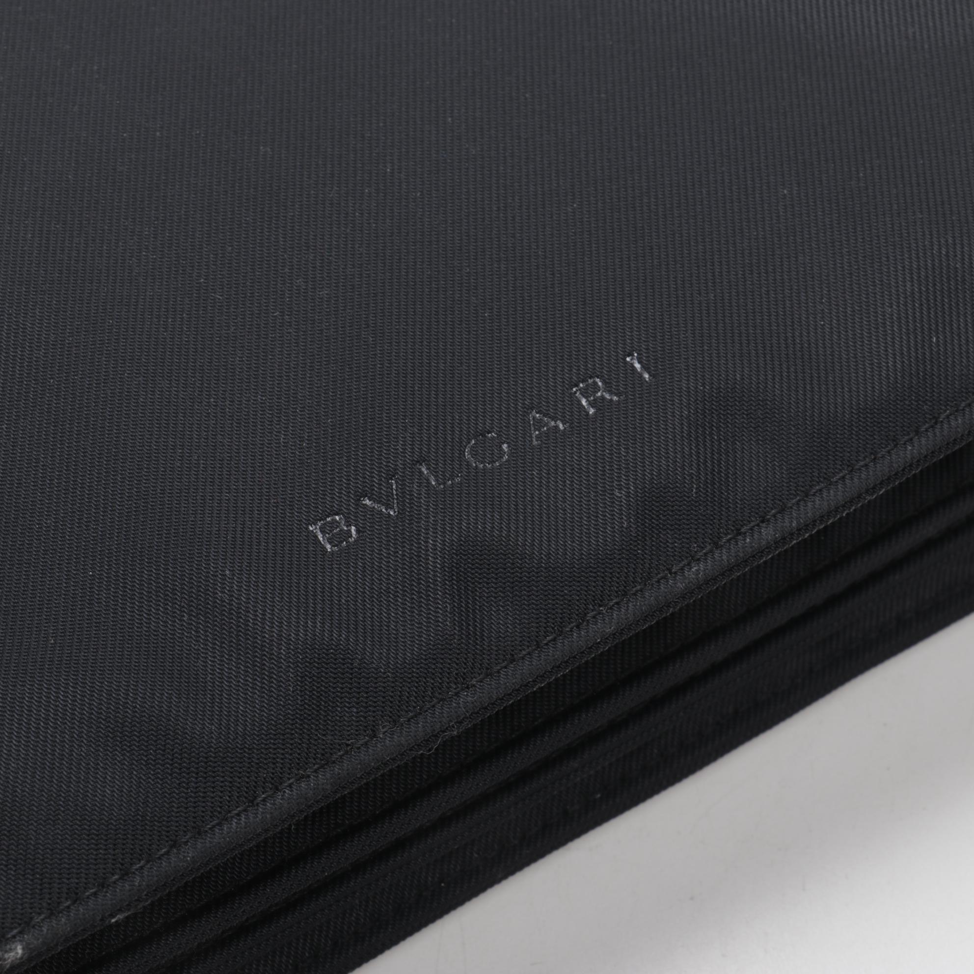 Bulgari Black Nylon and Leather Accordion Shoulder Bag