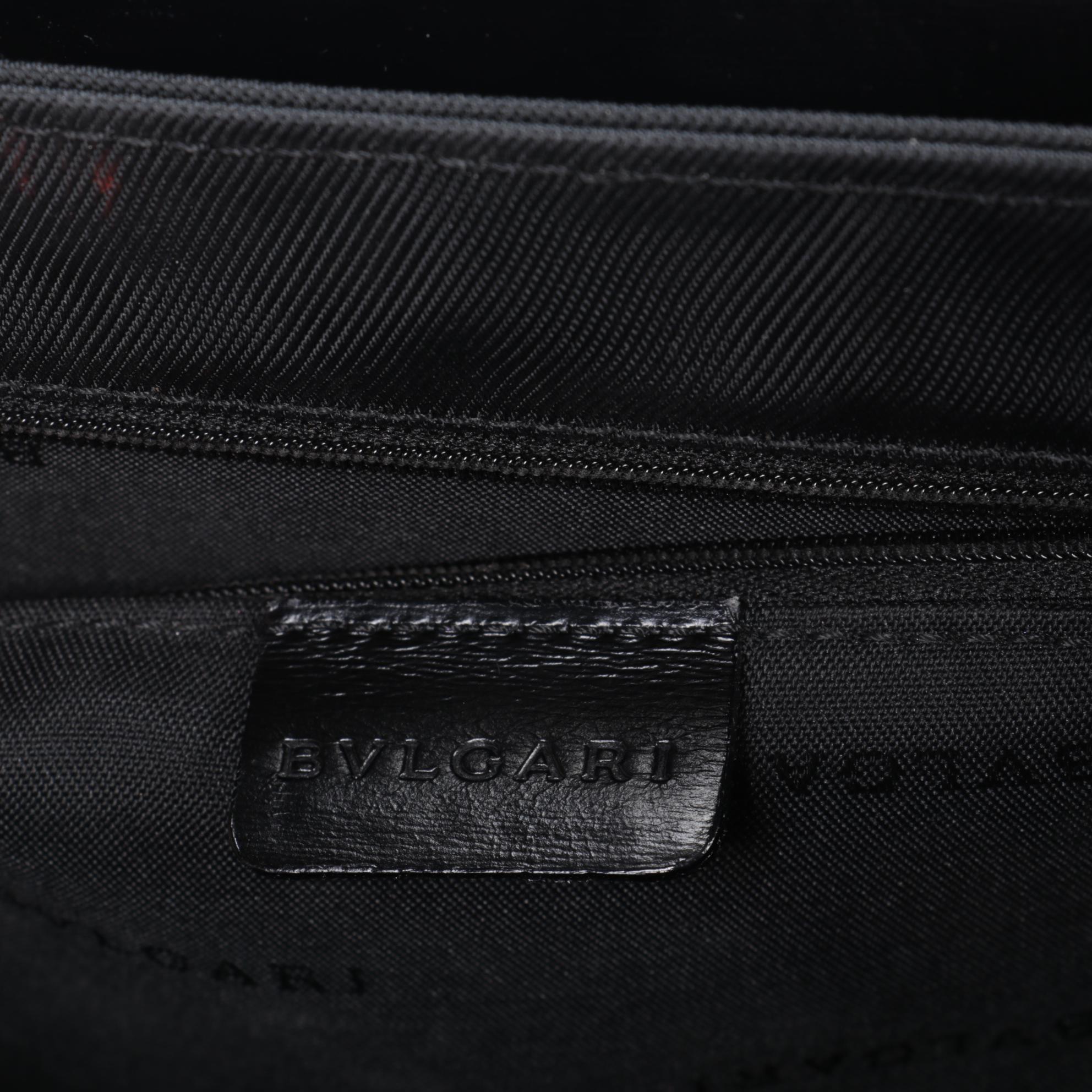 Bulgari Black Nylon and Leather Accordion Shoulder Bag