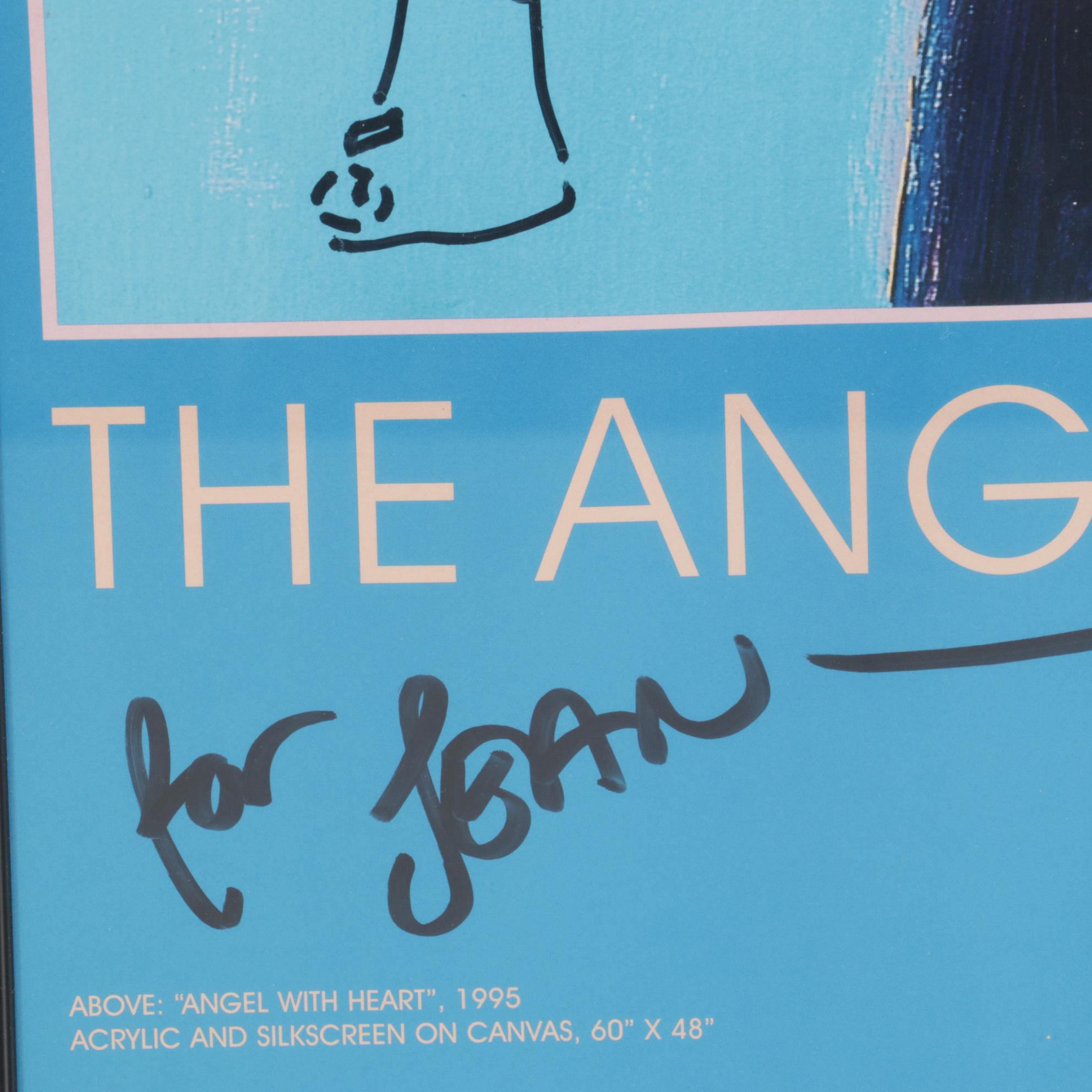 Peter Max Offset Lithograph Poster "Angel with Heart" with Personalized Drawing