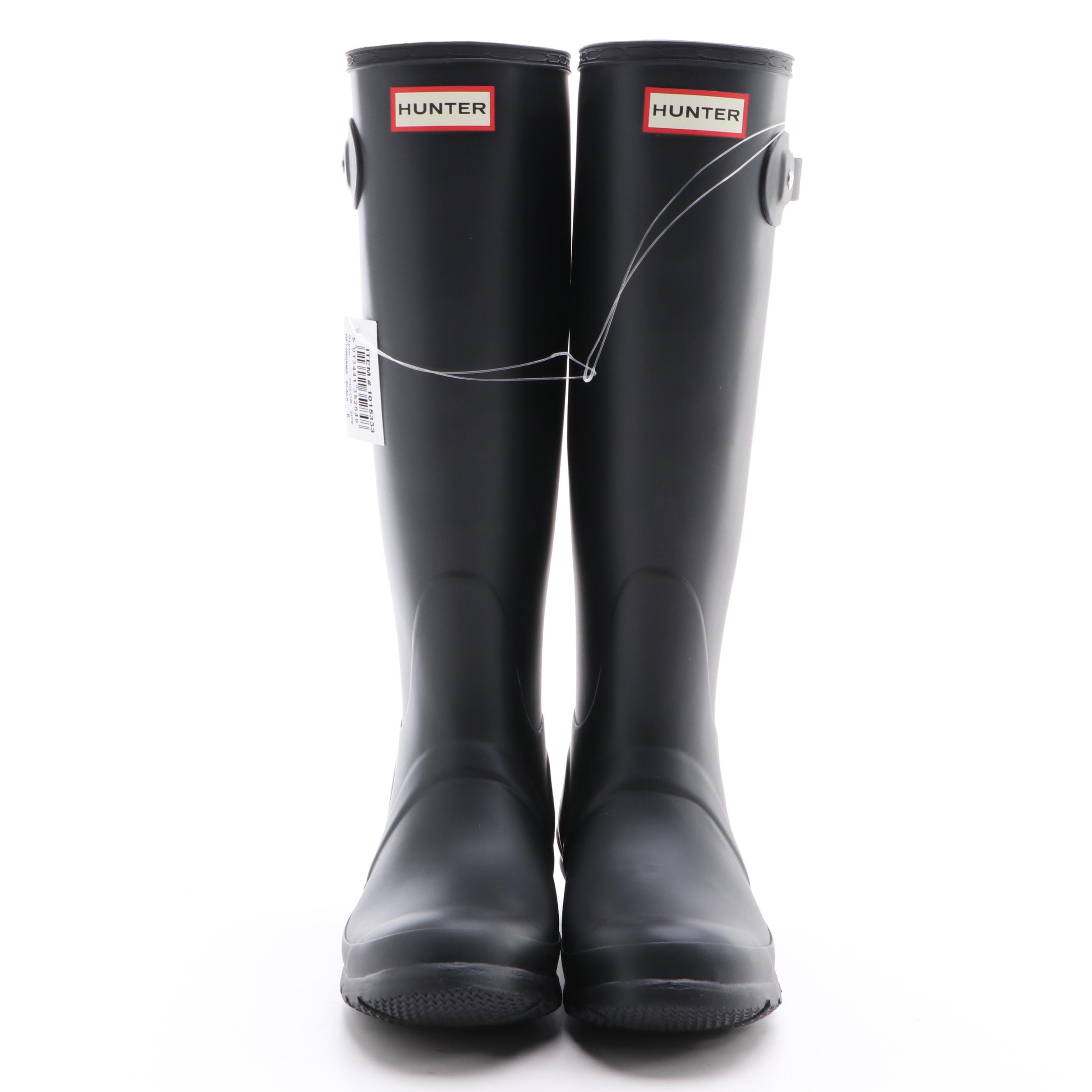 Hunter Original Tall Rain Boots in Matte Black with Box, Size 6