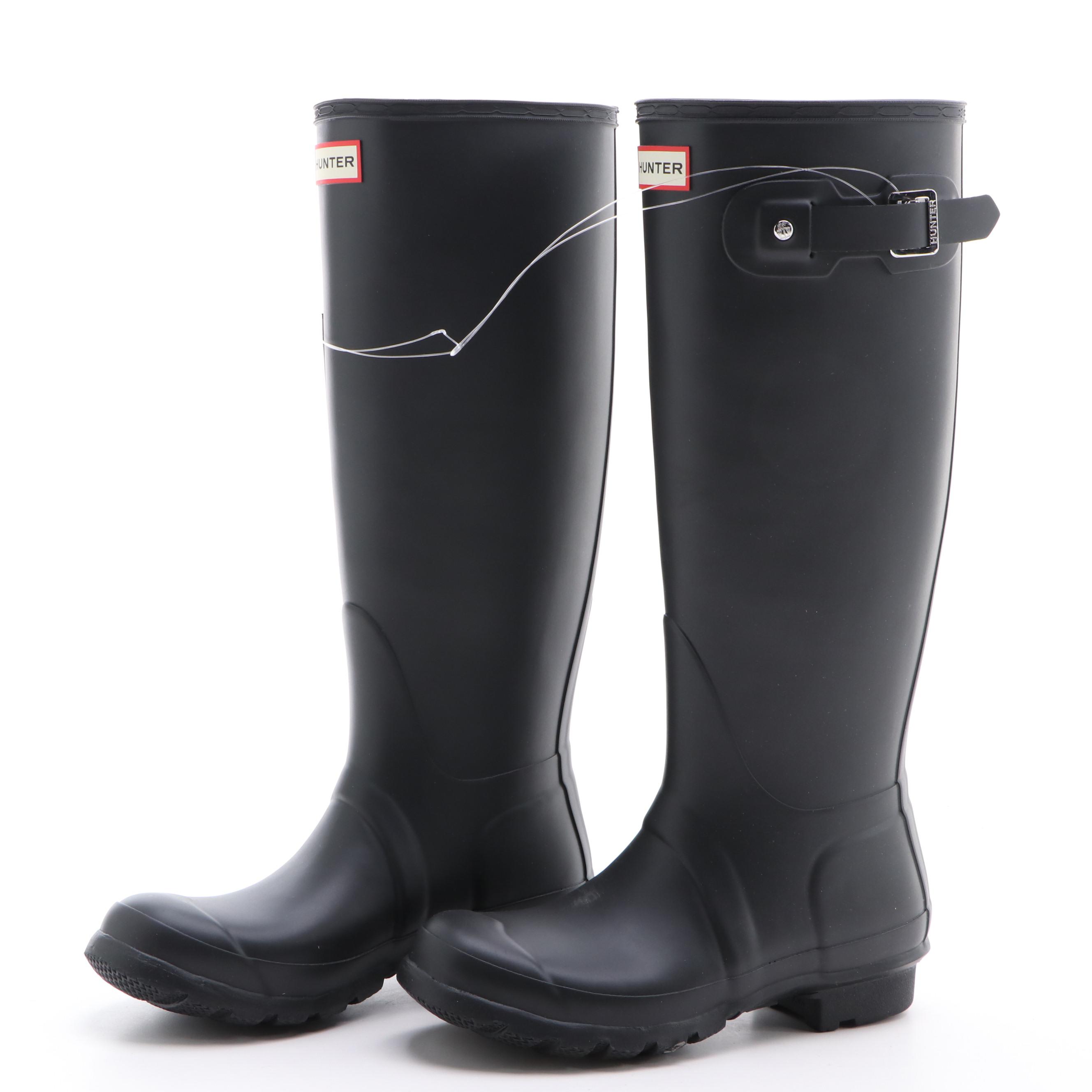 Hunter Original Tall Rain Boots in Matte Black with Box, Size 6