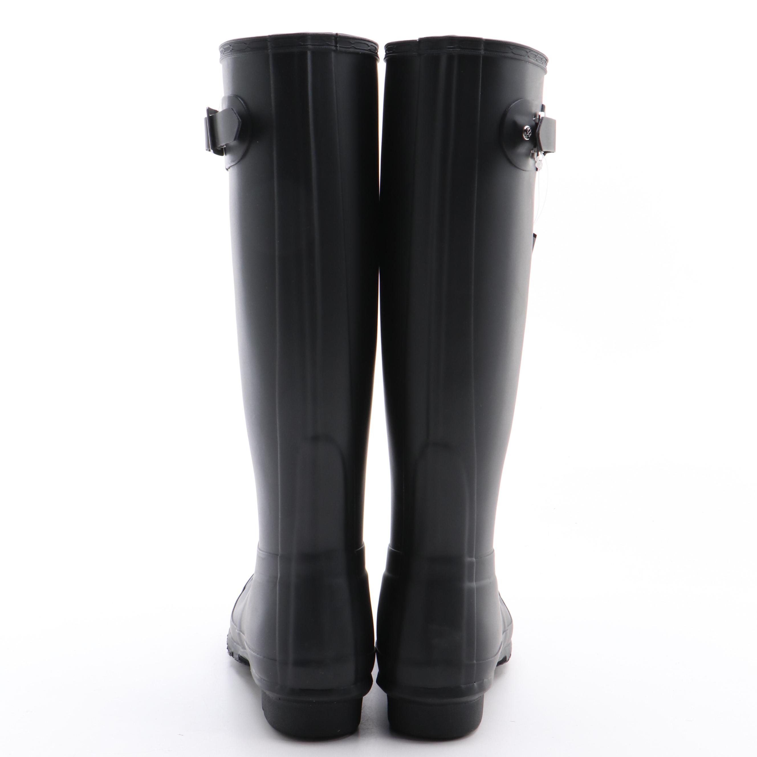 Hunter Original Tall Rain Boots in Matte Black with Box, Size 6