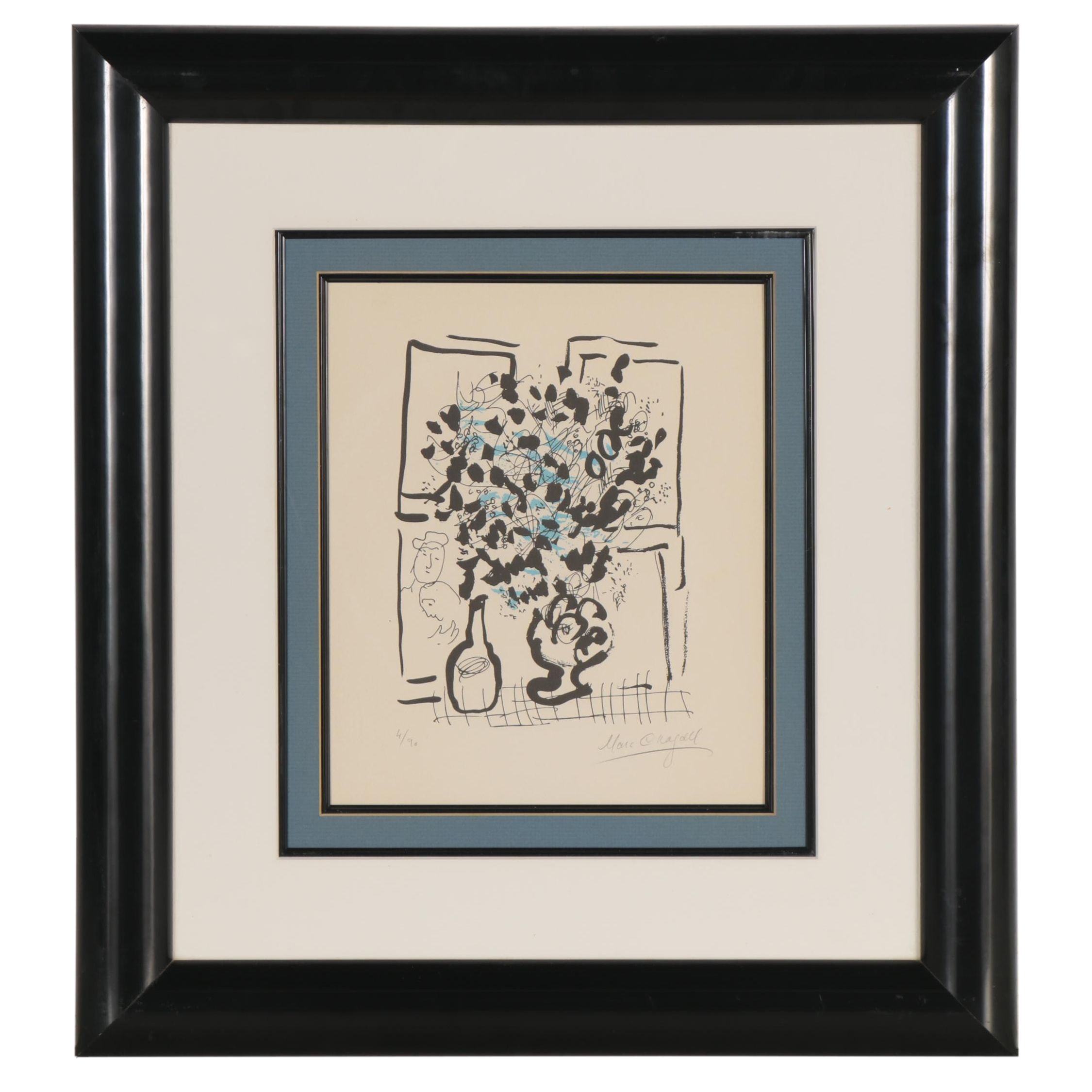 Marc Chagall Lithograph "Le Bouquet Noir et Bleu," 1957