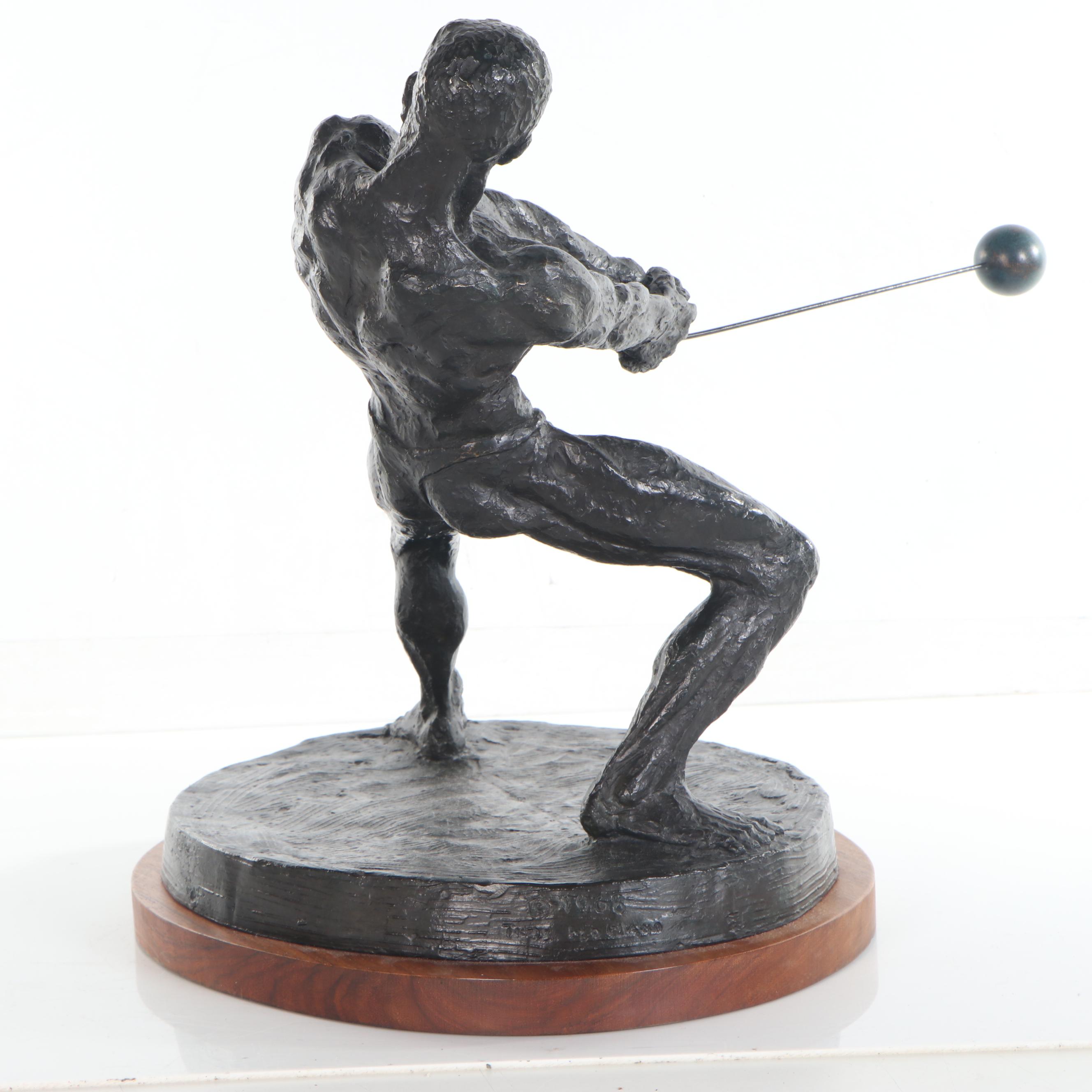 Thomas Holland Bonded Bronze Sculpture "The Hammer Thrower," 1968