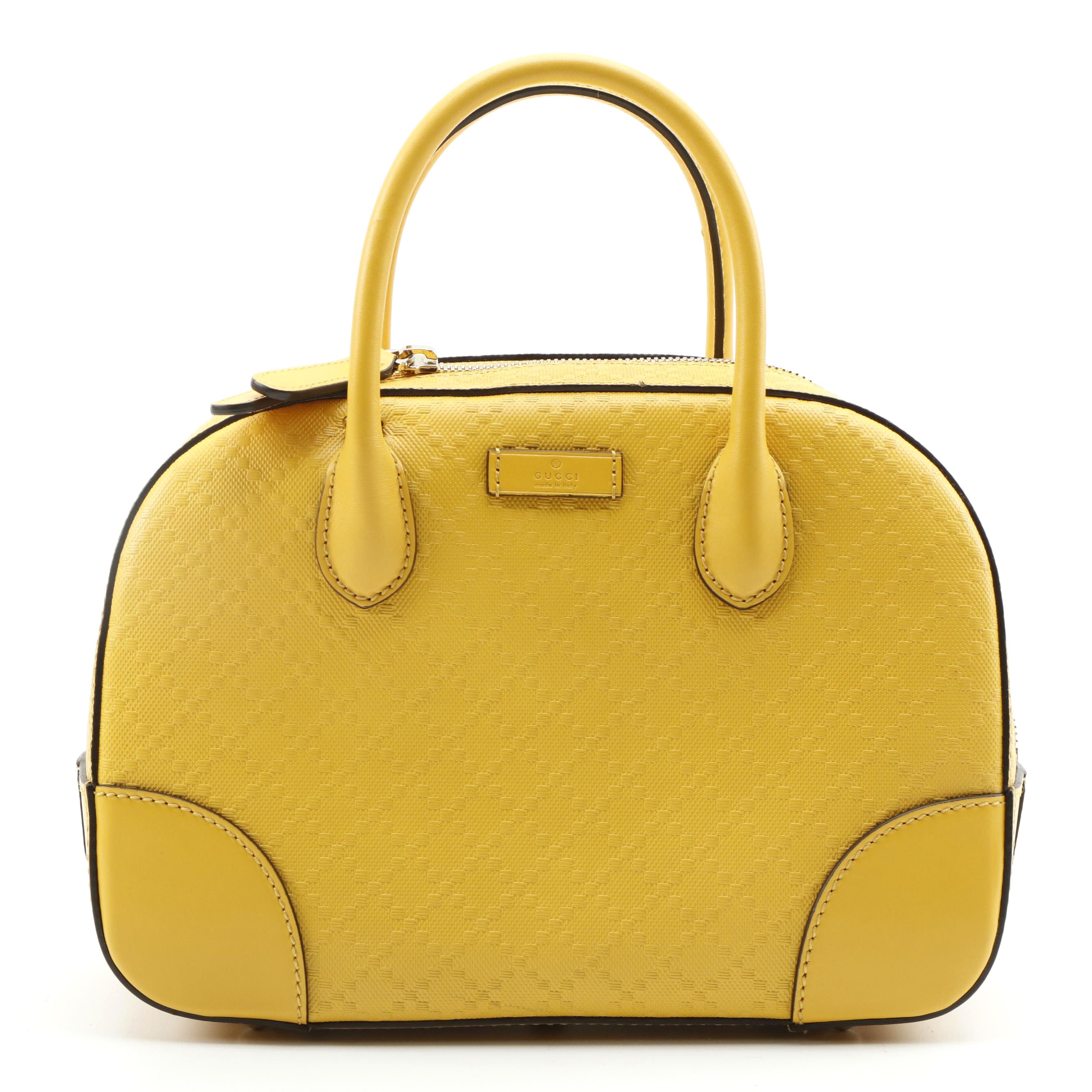 Gucci Top Handle Bag in Yellow Diamante Leather with Detachable Shoulder Strap