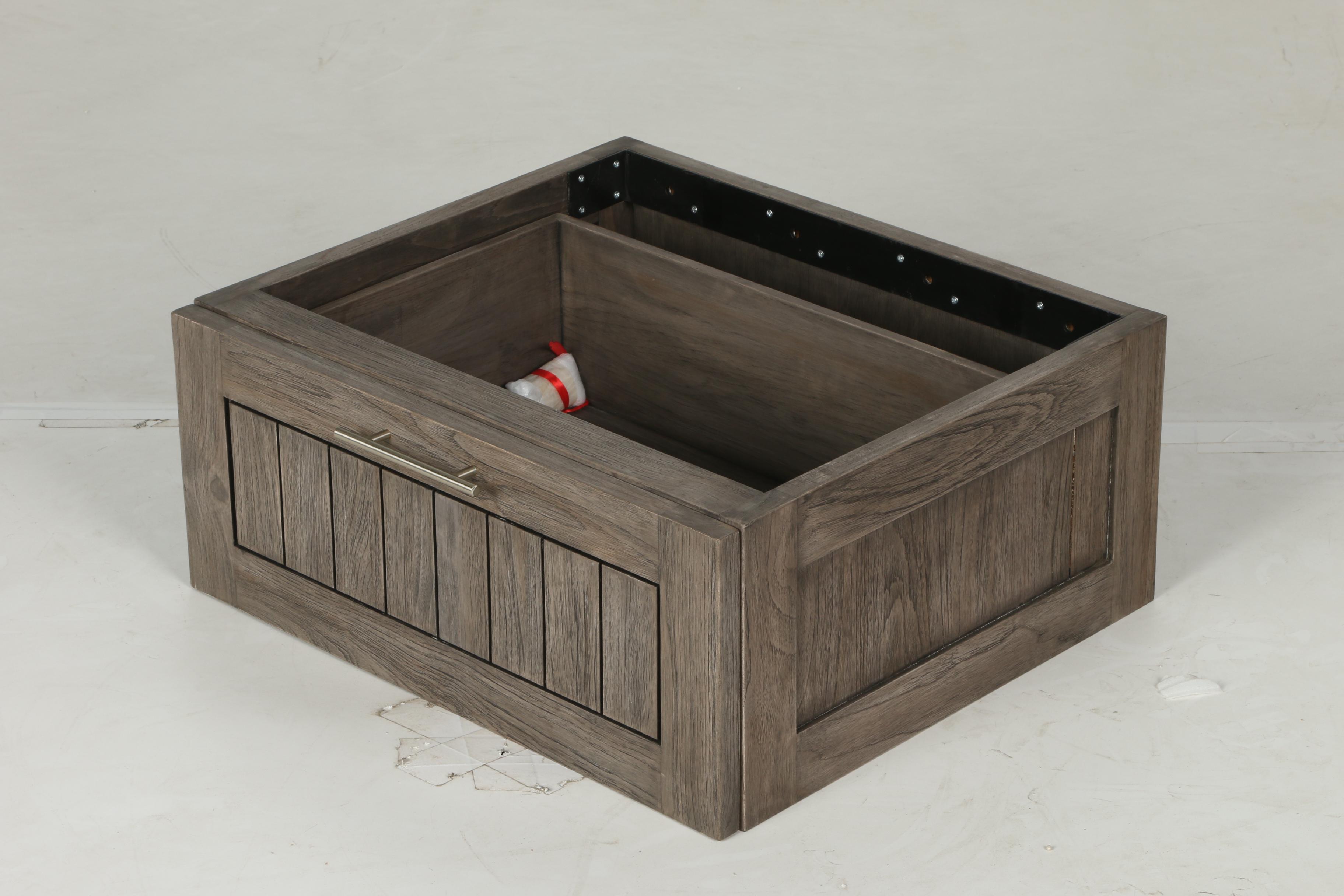 24" "Montara" Gray Wash Finish Teak Makeup Drawer for Vanity