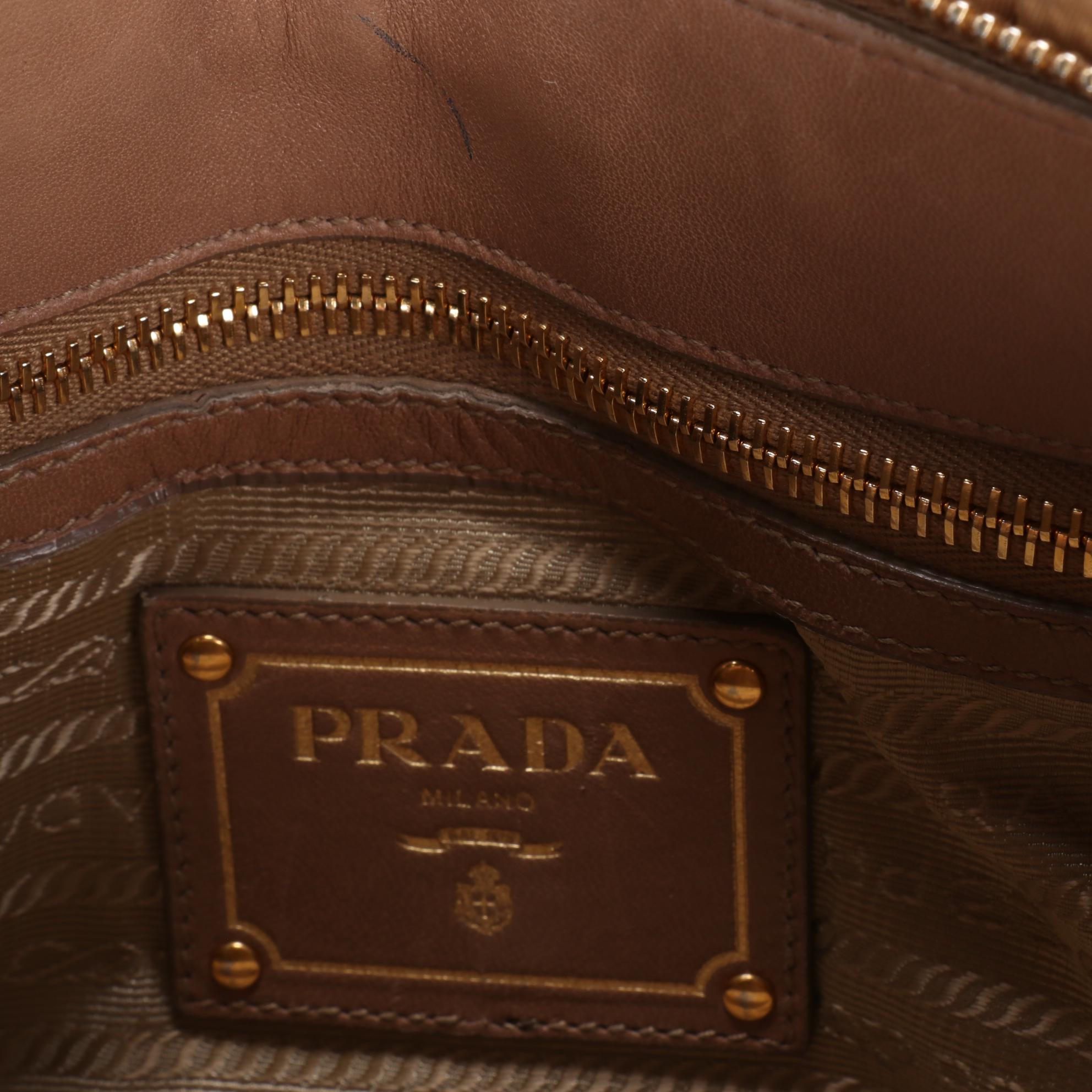 Prada Gaufre Ruched Two-Way Shoulder Bag in Beige Tessuto Nylon and Leather