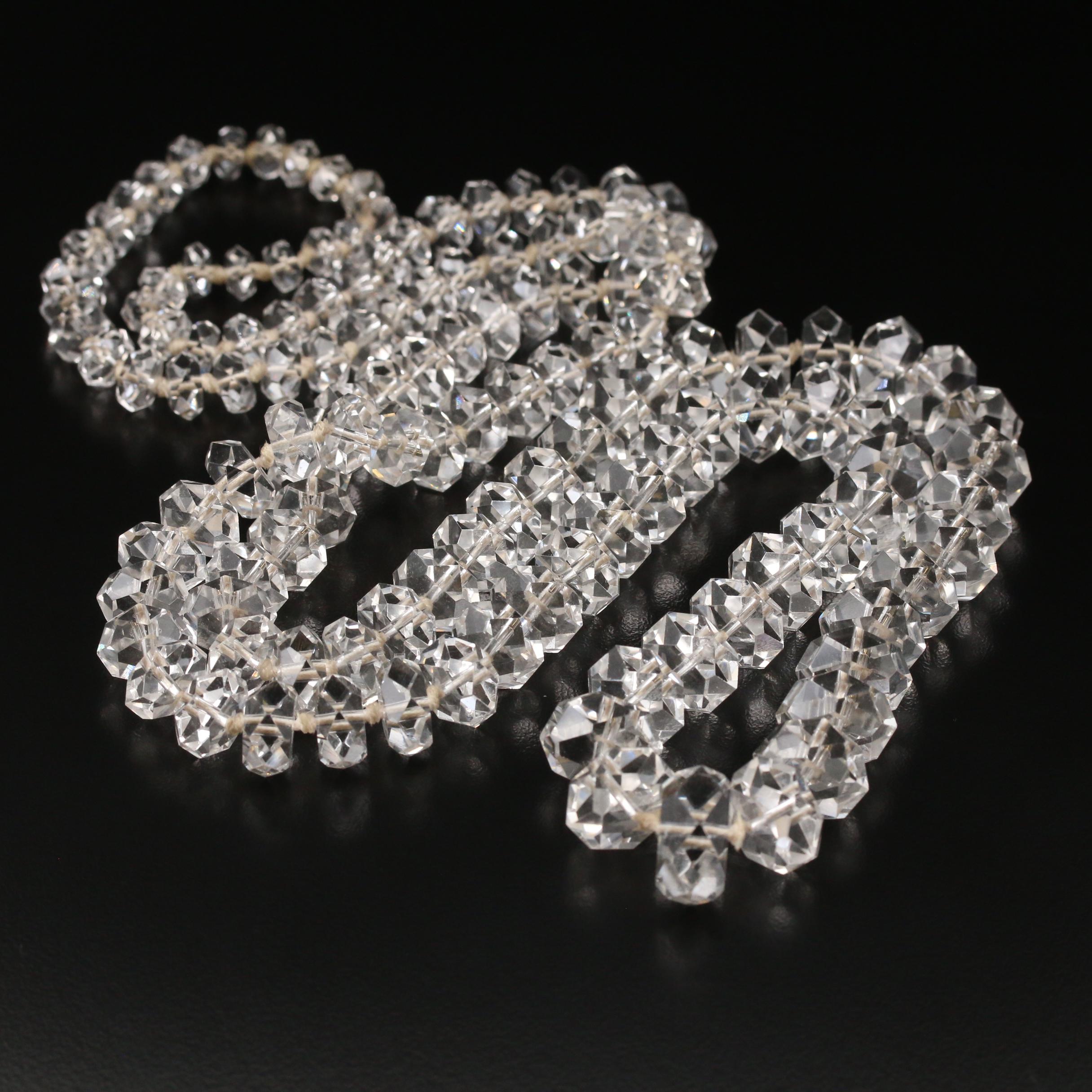 Rock Crystal Quartz Graduated Opera Length Necklace