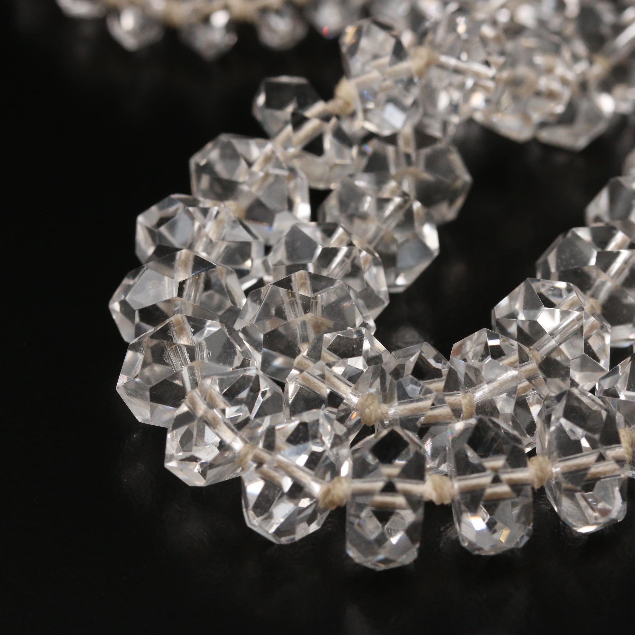 Rock Crystal Quartz Graduated Opera Length Necklace