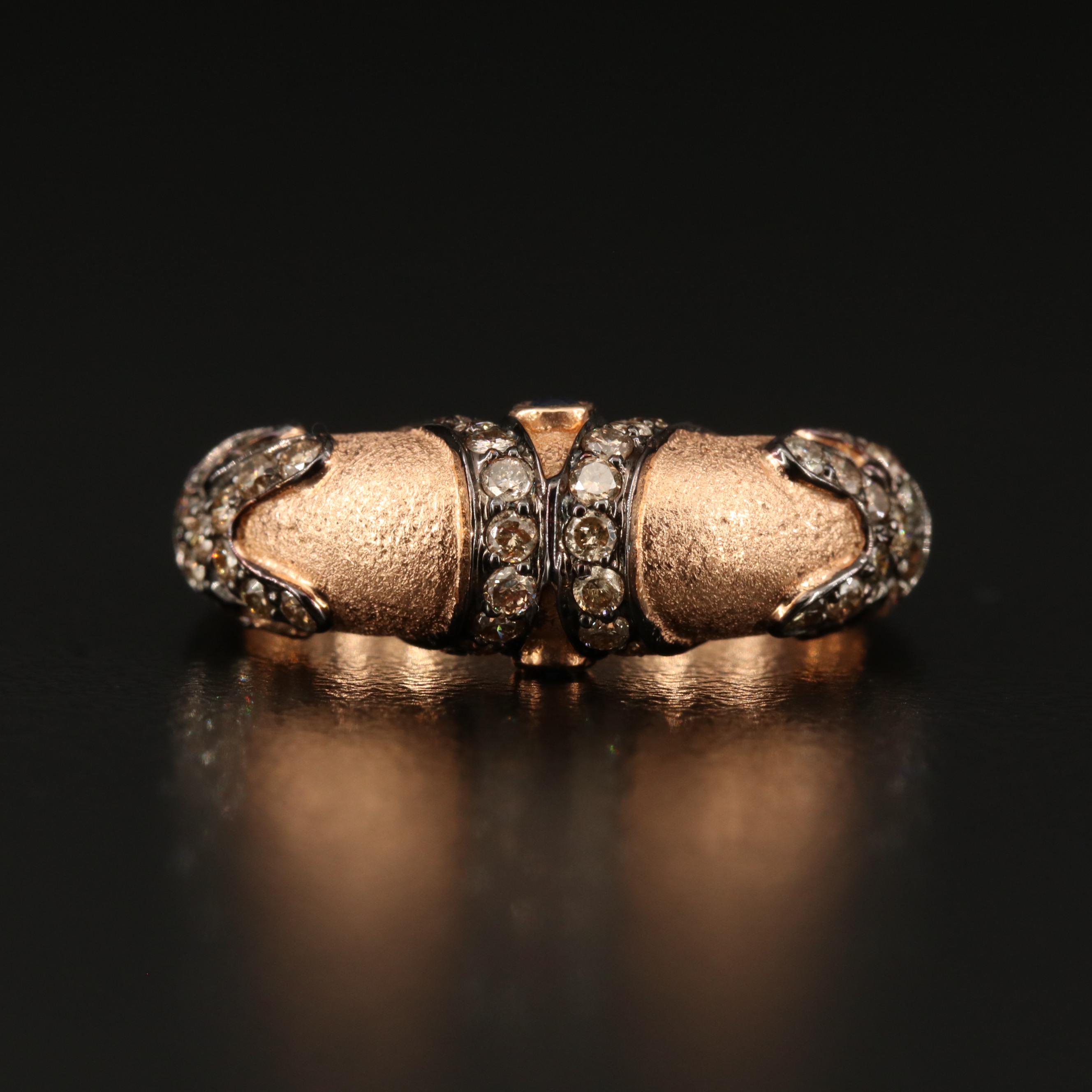 14K Diamond and Sapphire Euro Shank Ring