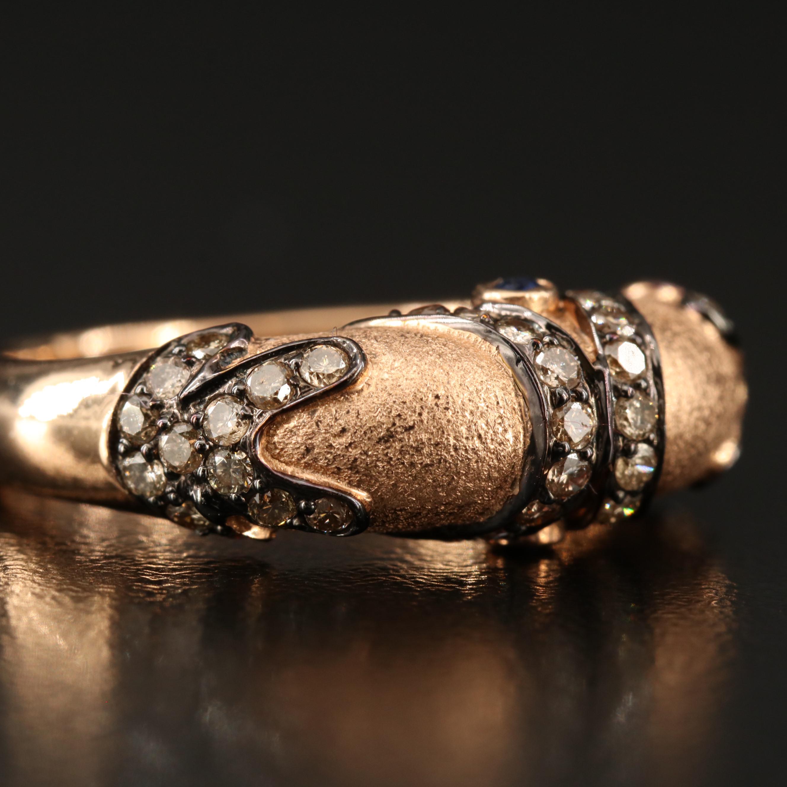 14K Diamond and Sapphire Euro Shank Ring