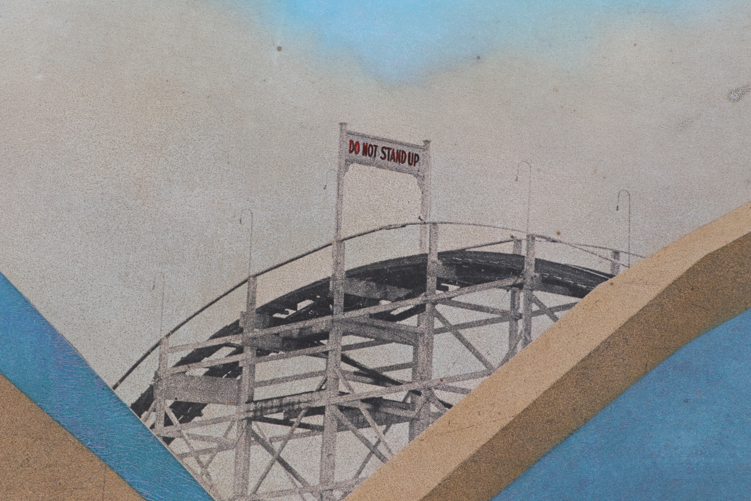 Monumental Hand-Colored Photo Lithograph of Coney Island "Lost River" Ride