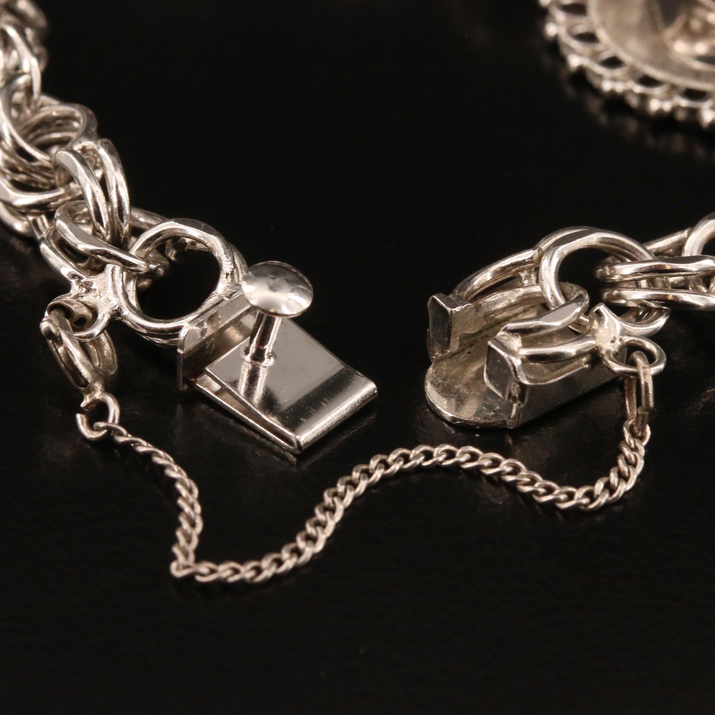 Vintage Sterling Charm Bracelet with Silhouette Charms